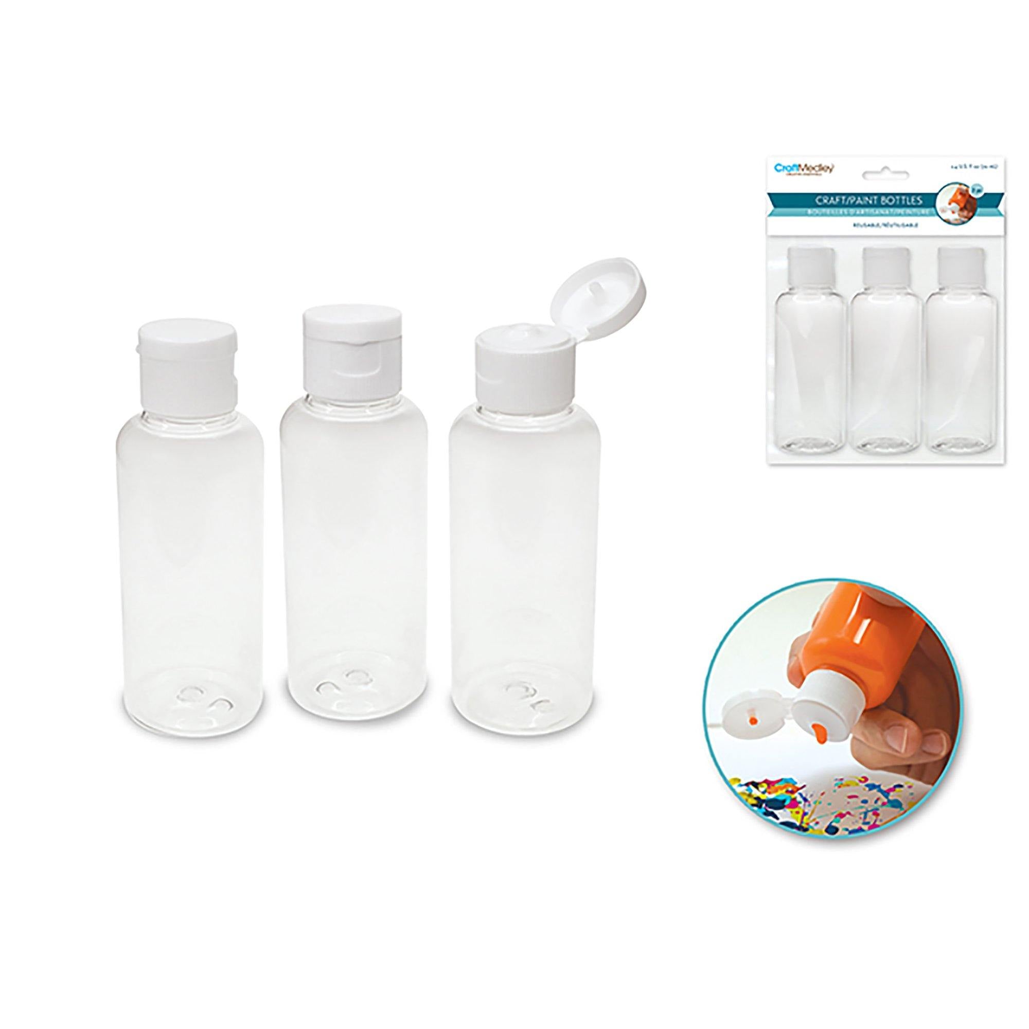 Plastic Bottles: 2.2Oz (65M Transparent W/Flip-Top Lid 3/Pk - Dollar Max Dépôt