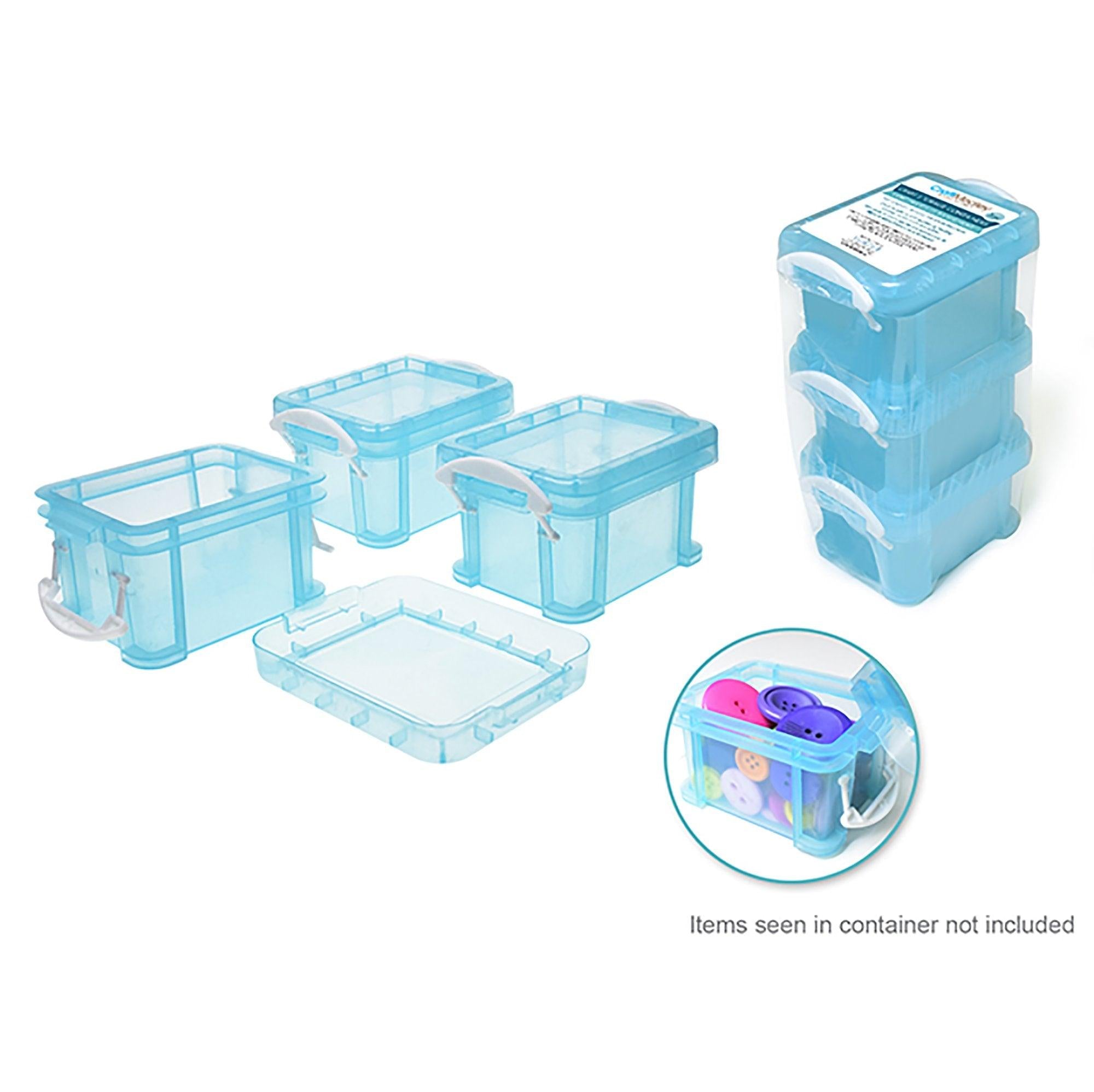 Craft Medley 3 Craft Storage Containers with Snap-on Lid Blue Plastic