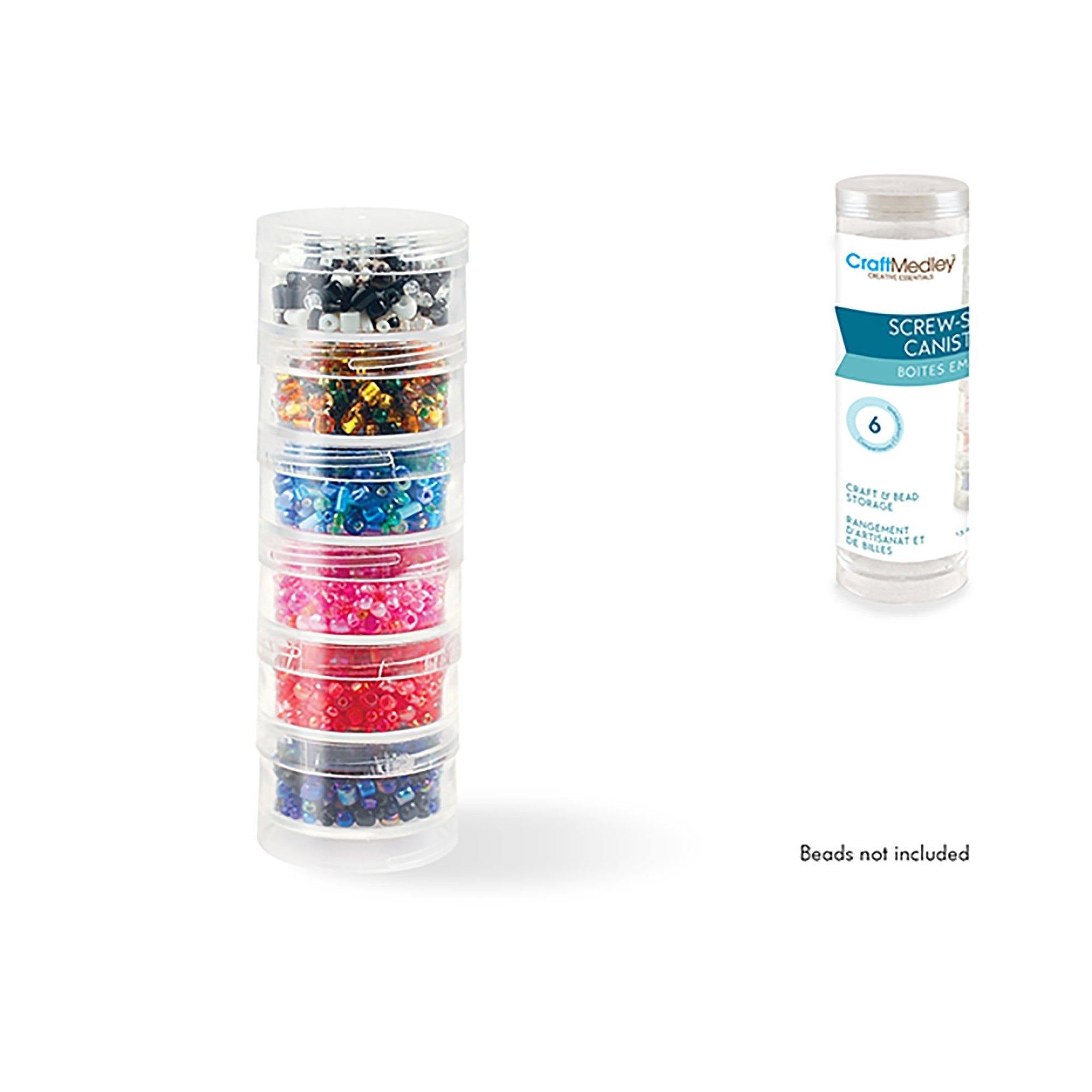 Craft / Bead Storage : 1.5"X3 / 4" Screw-Stack Canisters X6 - Dollar Max Dépôt