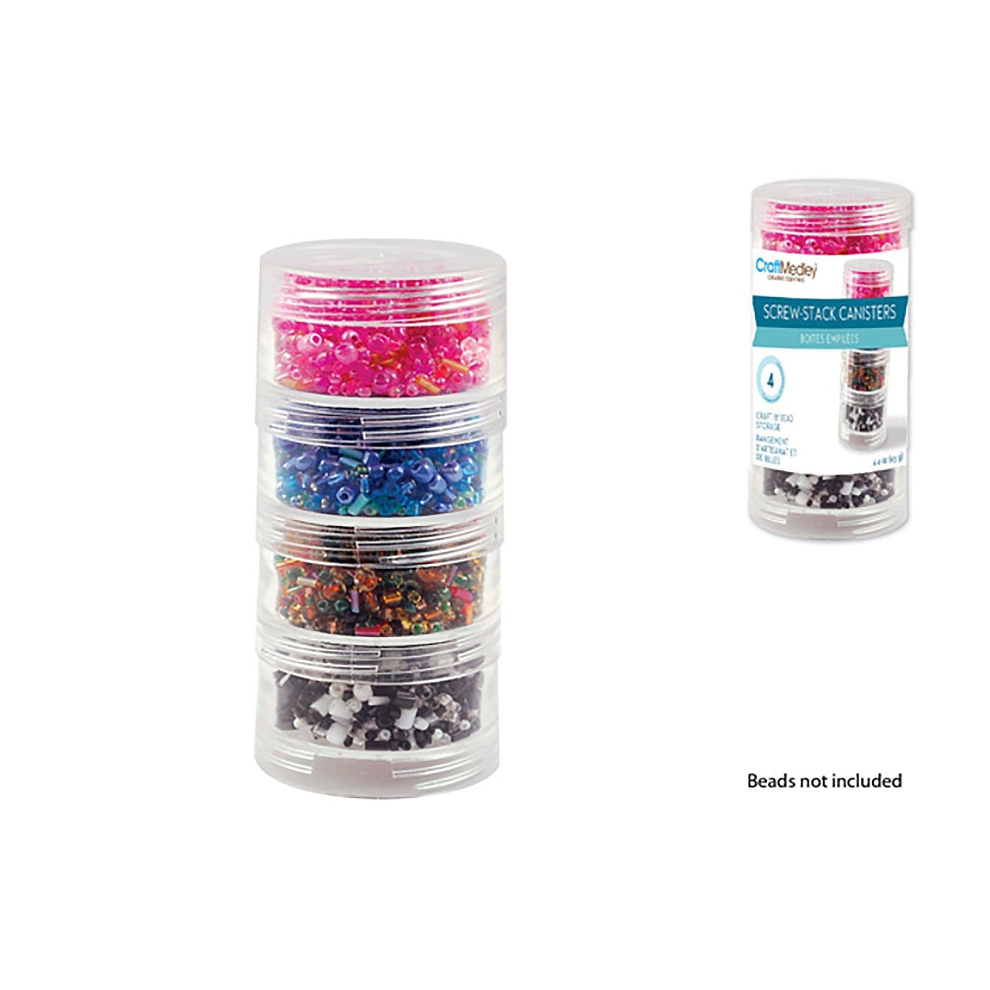Craft / Bead Storage : 1 7 / 8"X1" Screw-Stack Canisters X4 - Dollar Max Dépôt