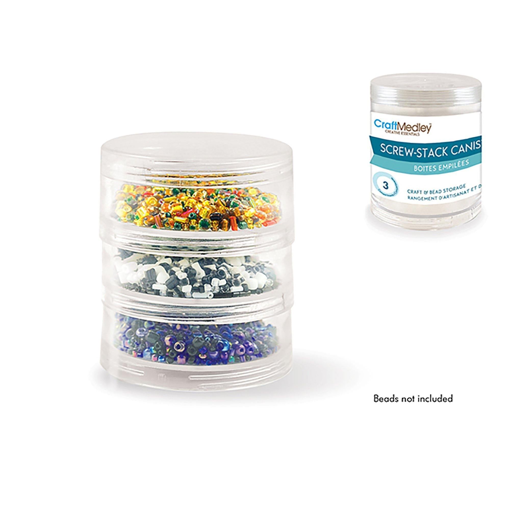 Craft / Bead Storage : 2.75"X1" Screw-Stack Canisters X3 - Dollar Max Dépôt