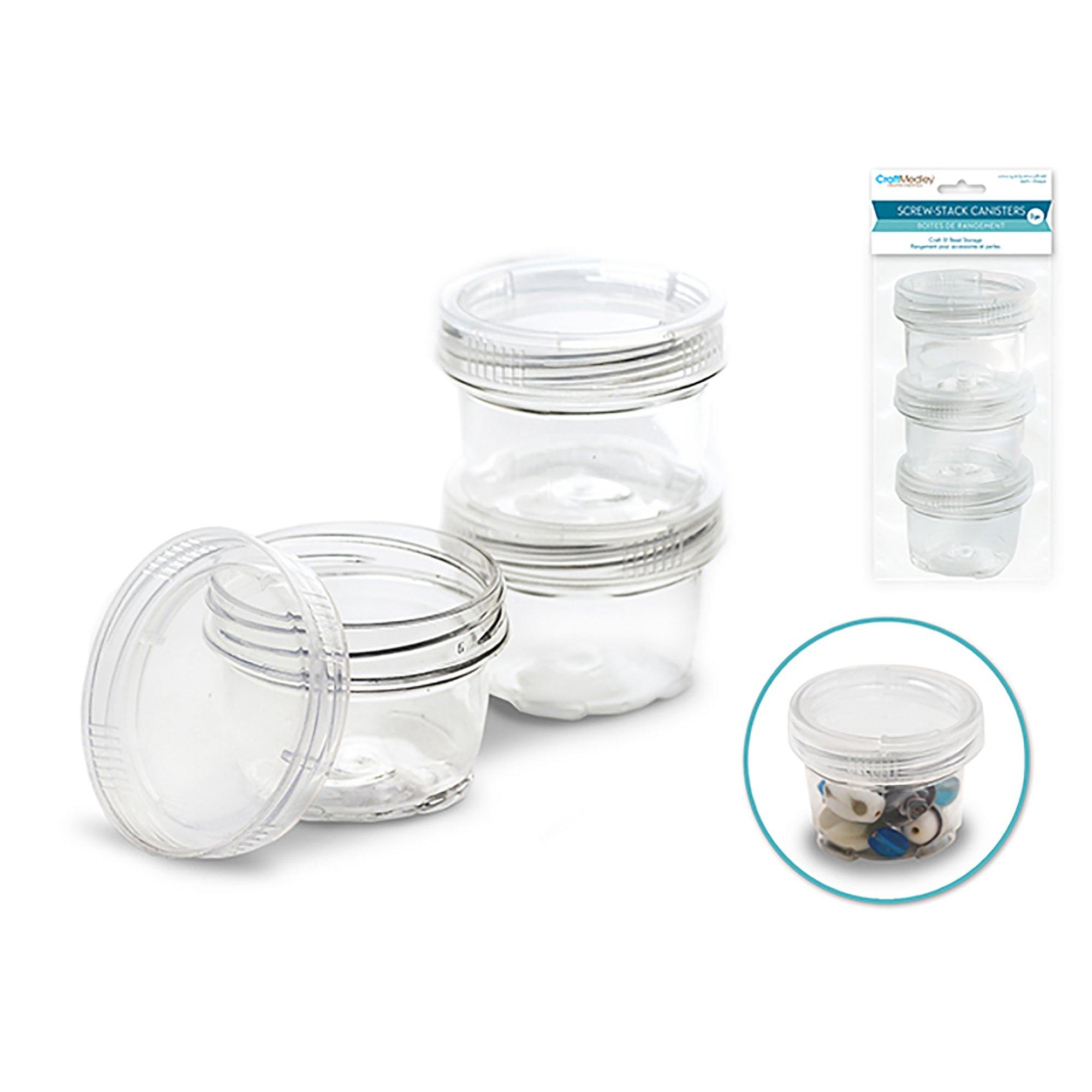 Craft / Bead Storage : 2"X1.5" Screw-Stack Canisters X3 - Dollar Max Dépôt