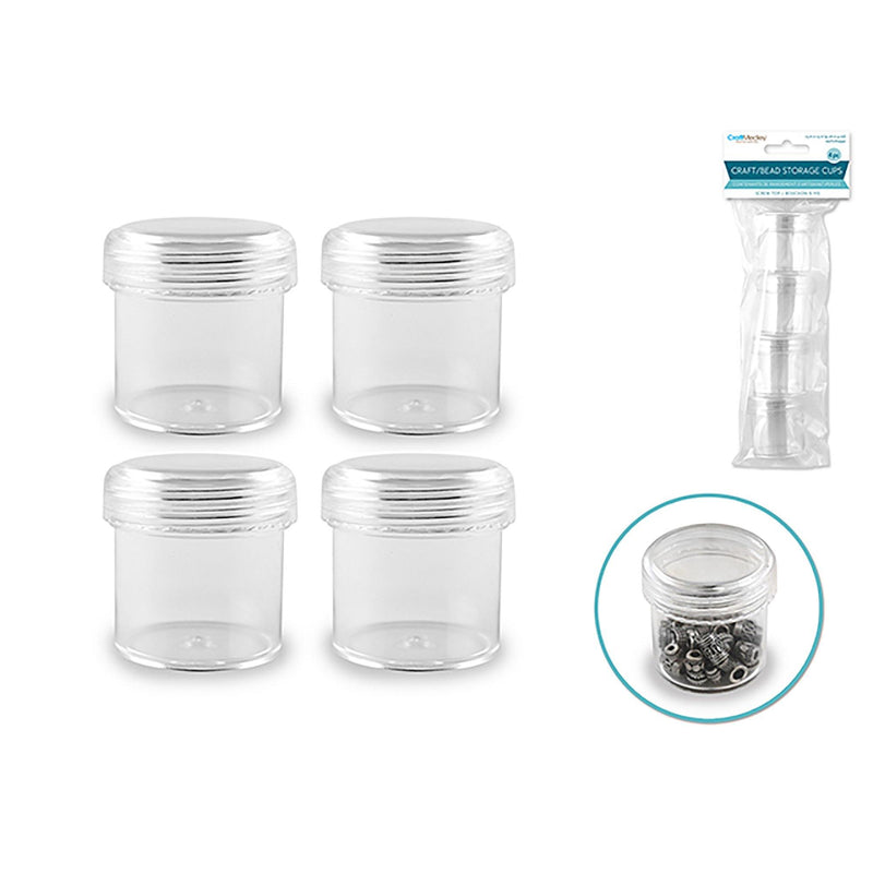 Craft / Bead Storage : 12Ml Screw-Top Cups X4 (48Ml Tota - Dollar Max Dépôt
