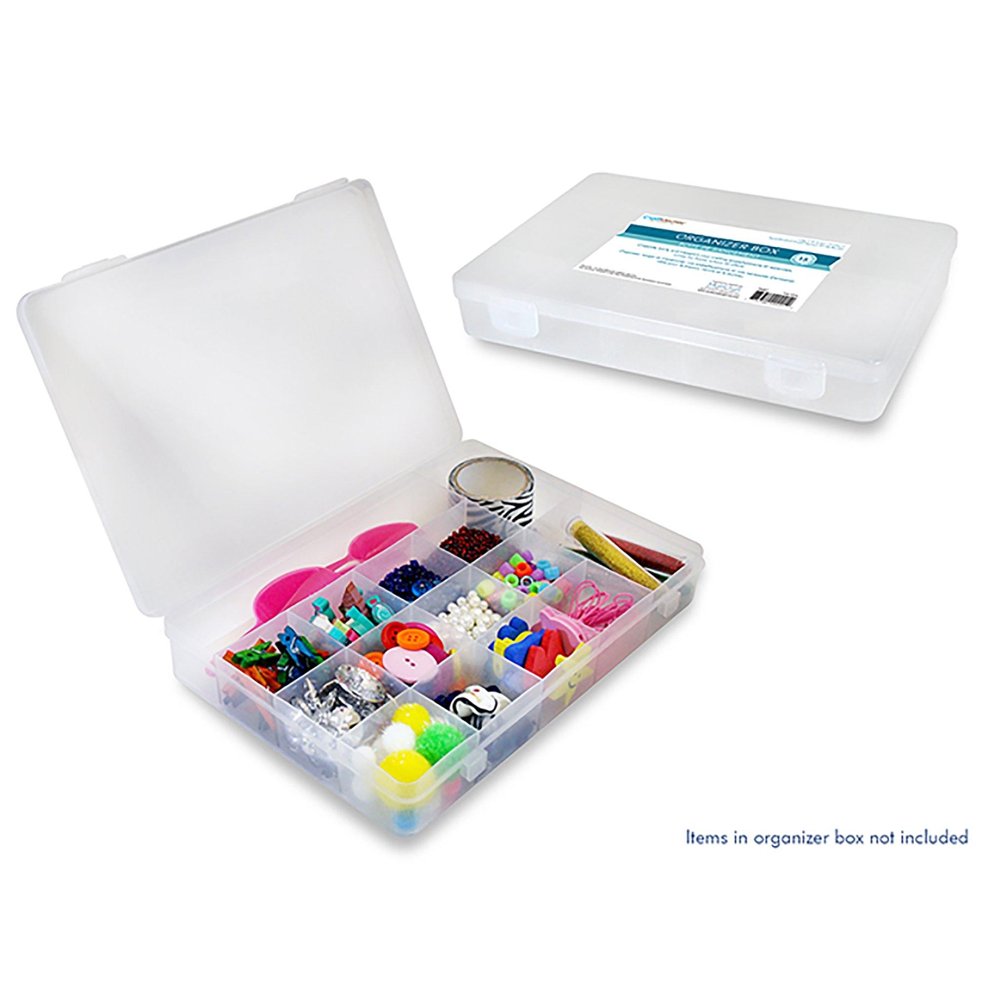 Craft Storage: 9 1/8"X6.5"X1 3/8" Organizer Box 15-Comp W/Snap-Lid - Dollar Max Dépôt