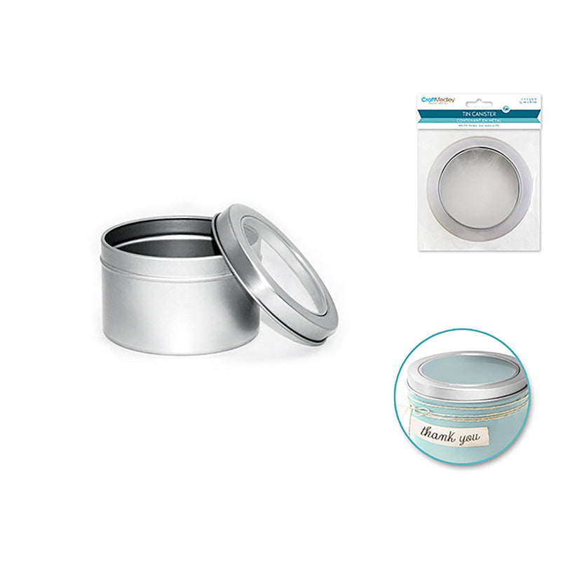 Craft / Bead Storage : 5Cmx8Cm Tin Canister W / Window - Dollar Max Dépôt