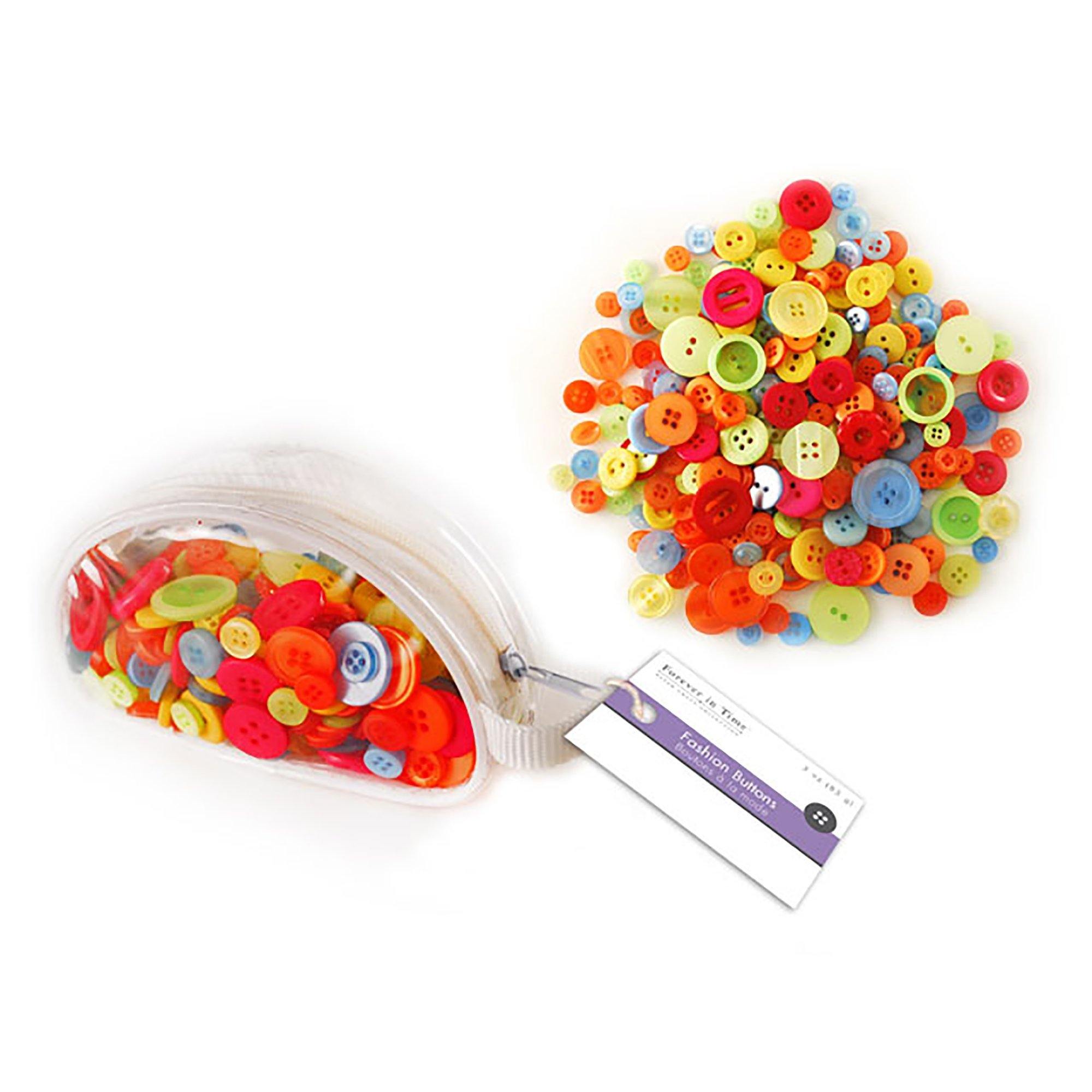 Tropical Button Embellishment: 85G Fashion Dyed Buttons In Purse - Dollar Max Dépôt