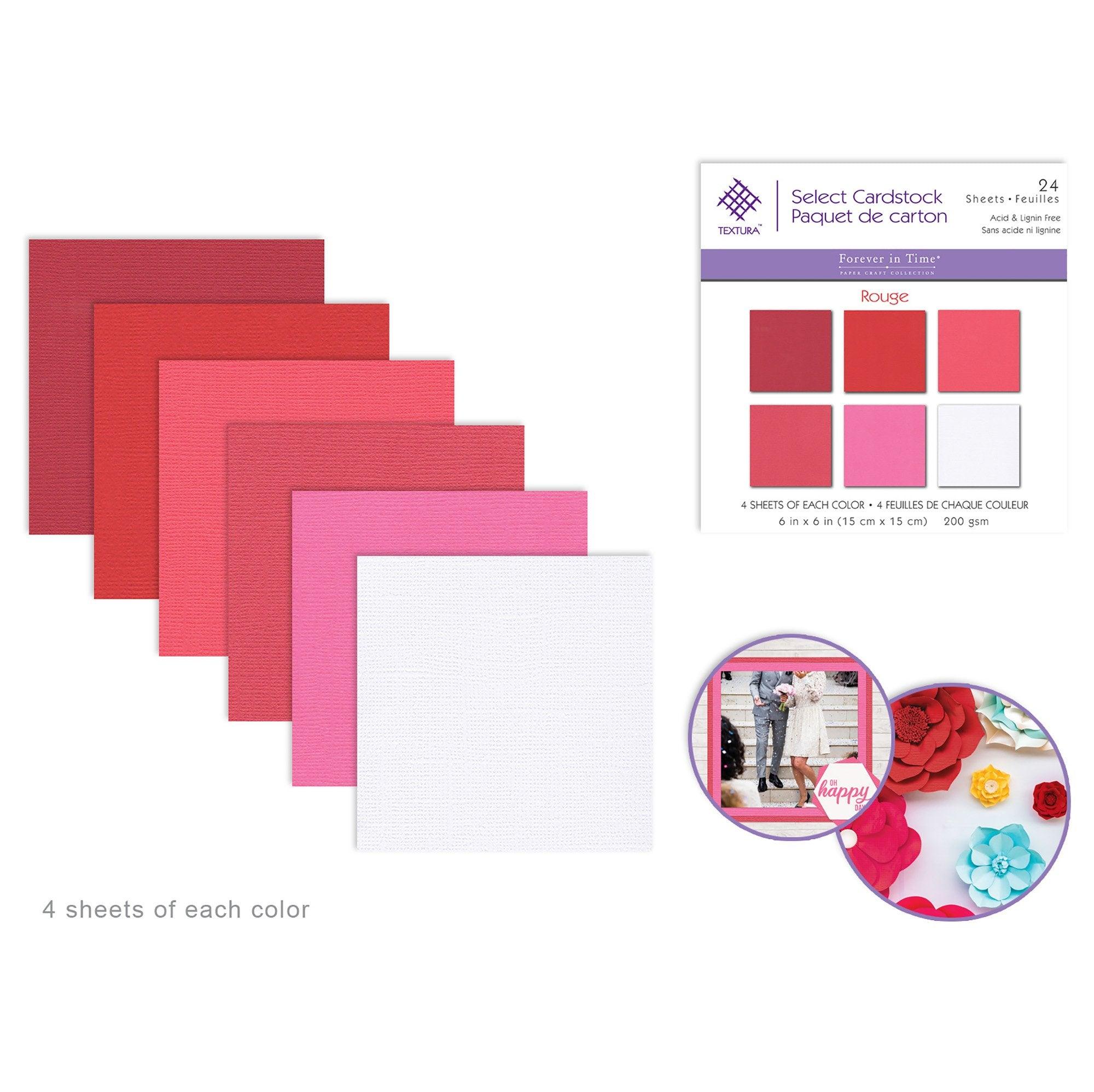 Cardstock 6in X6in Textura Select Packs x 20 Asst Red - Dollar Max Depot