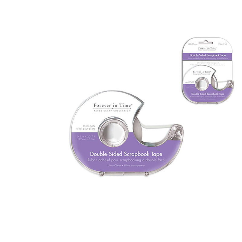 Paper Craft Tape: 1.2Cmx6.3M Clear Double-Sided Perm Safe-T Cut Dispenser - Dollar Max Dépôt