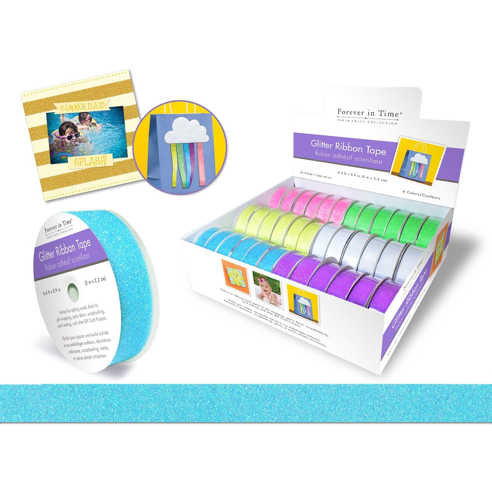 Decorative Craft Tape 2.2cmx2m Glitter Ribbon Tape Pastel - Dollar Max Depot