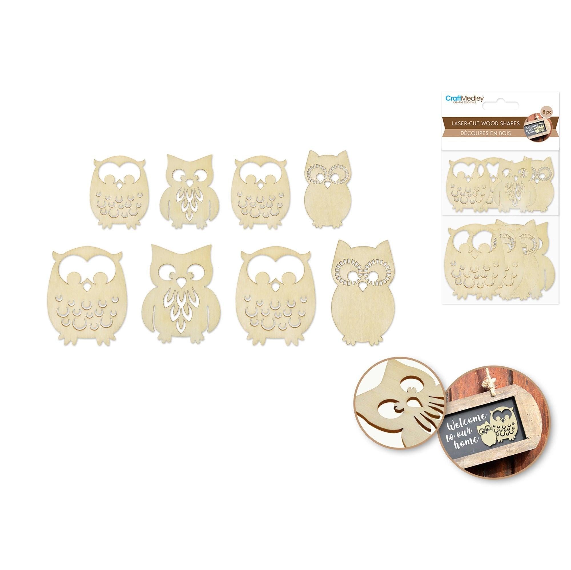 Wood Craft Laser-Cut Wood Shapes x8 - Dollar Max Depot