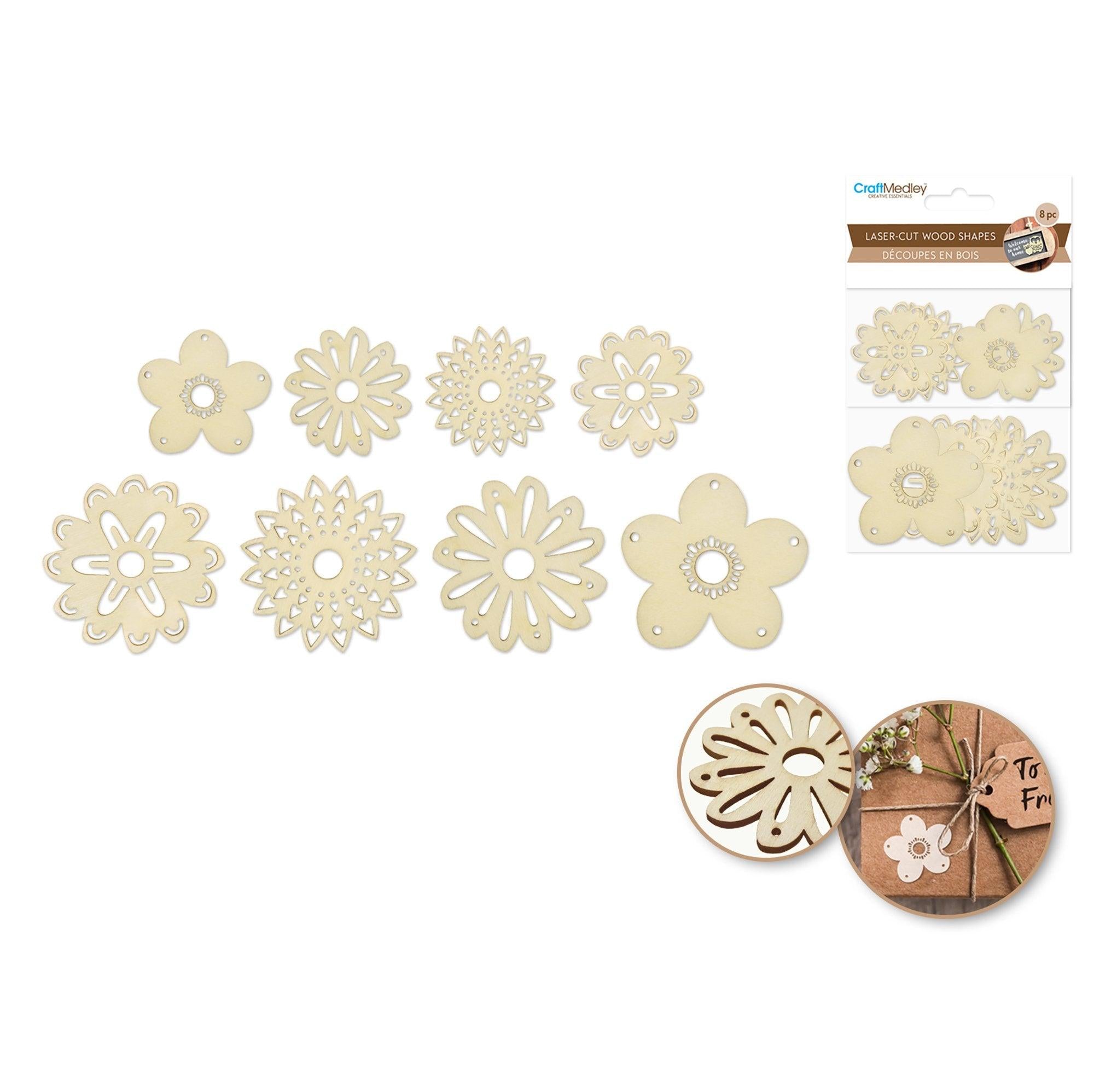 Wood Craft Laser-Cut Wood Shapes x8 - Dollar Max Depot