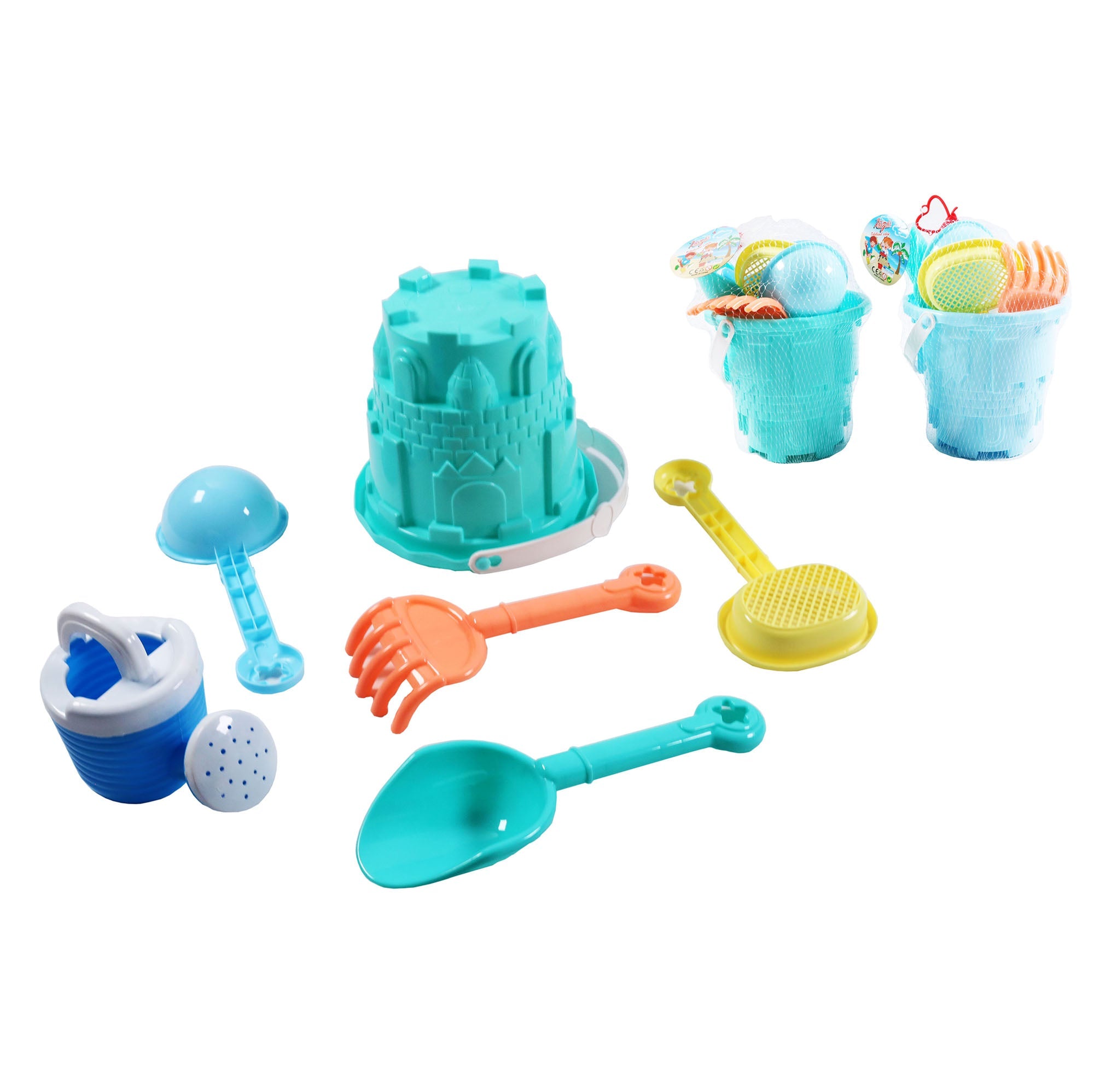 Beach Toys 6pcs Bucket and Tools Kit 7.5x7.5x12in