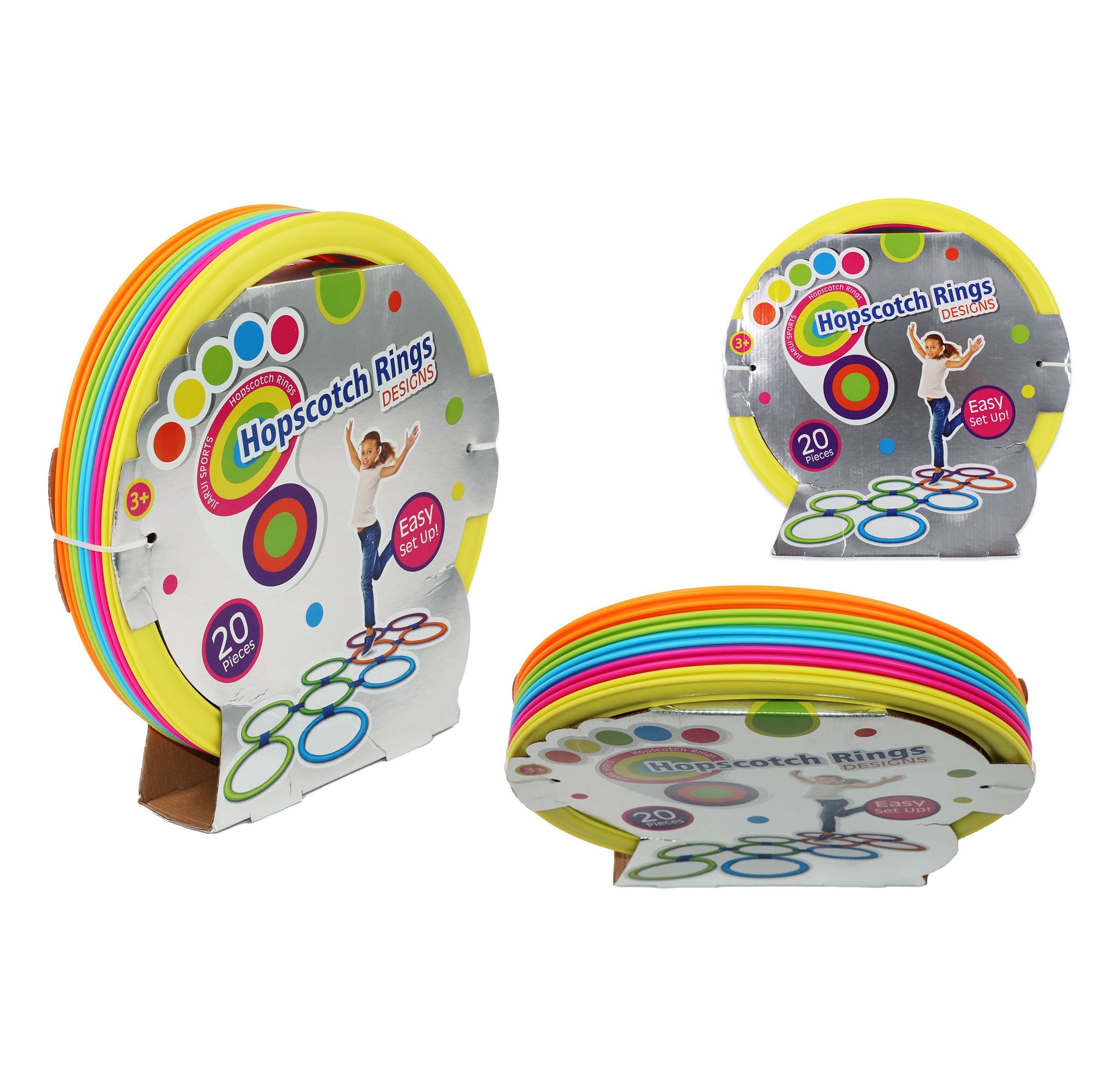 10 Hopscotch Plastic Rings Multicolored 10.5in each