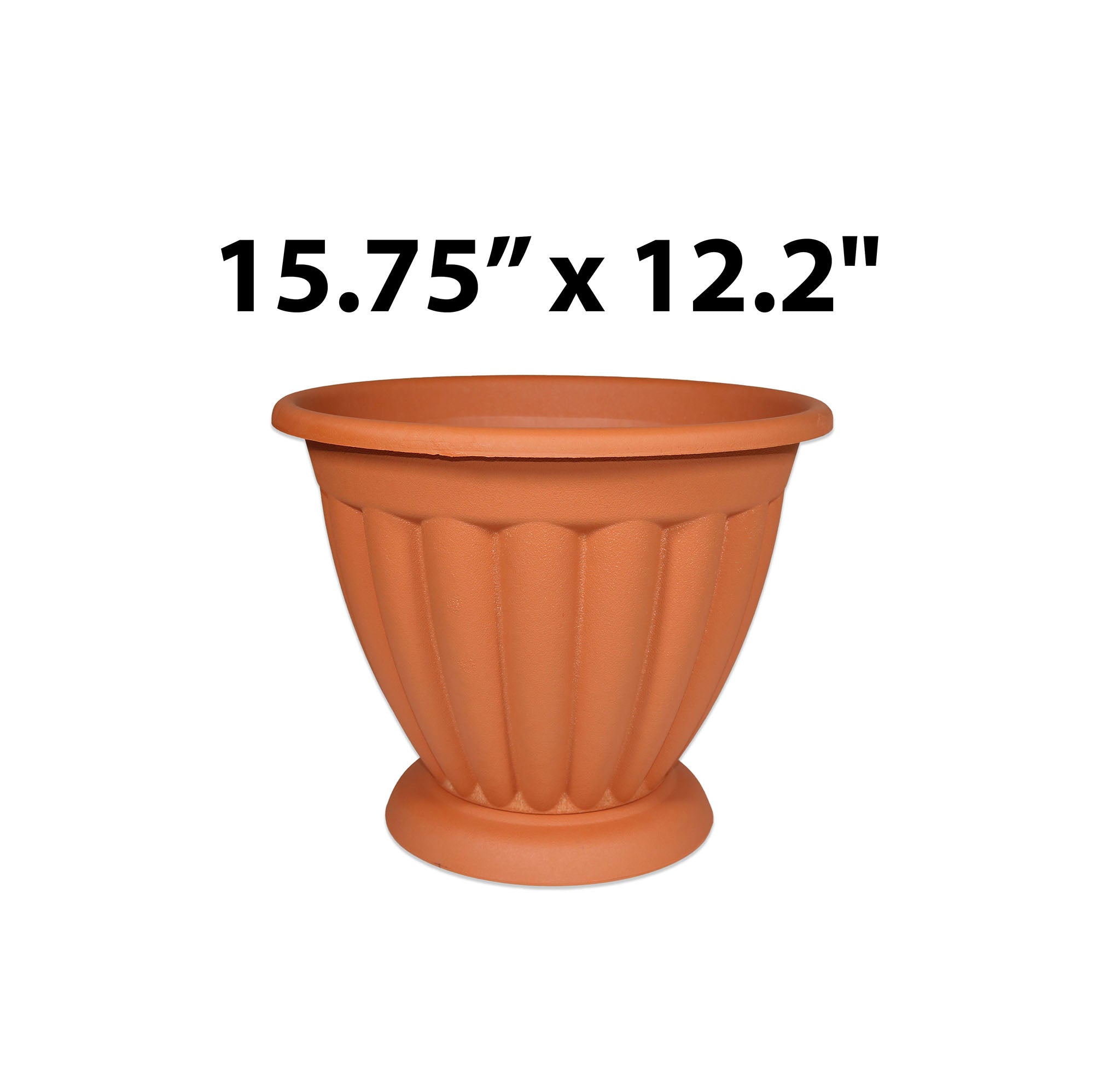 Ribbed Flower Pot with Base 15.75x12.2in