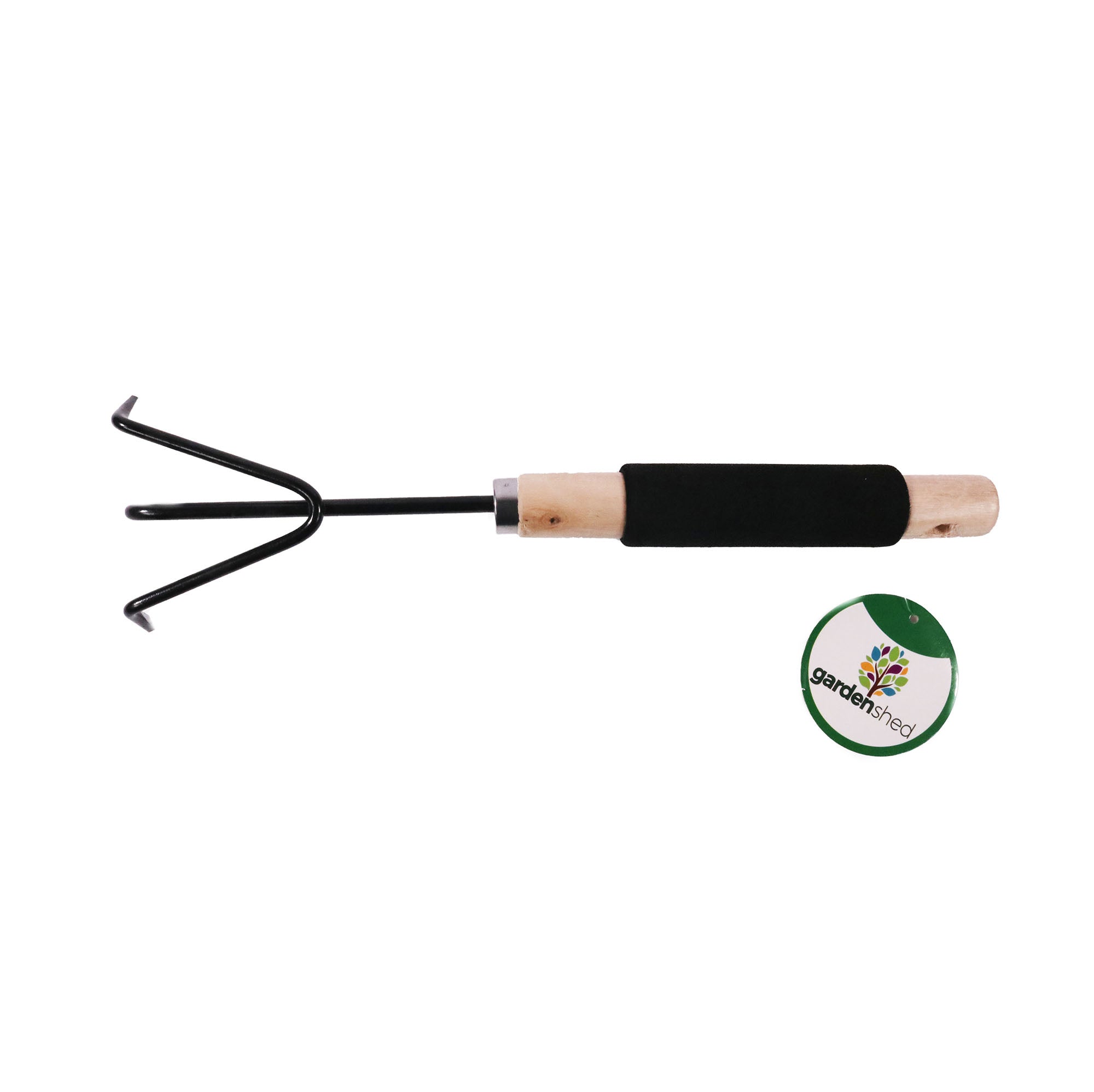 Garden Shed Three-prong Cultivator with Wood and Foam Handle 12.5in