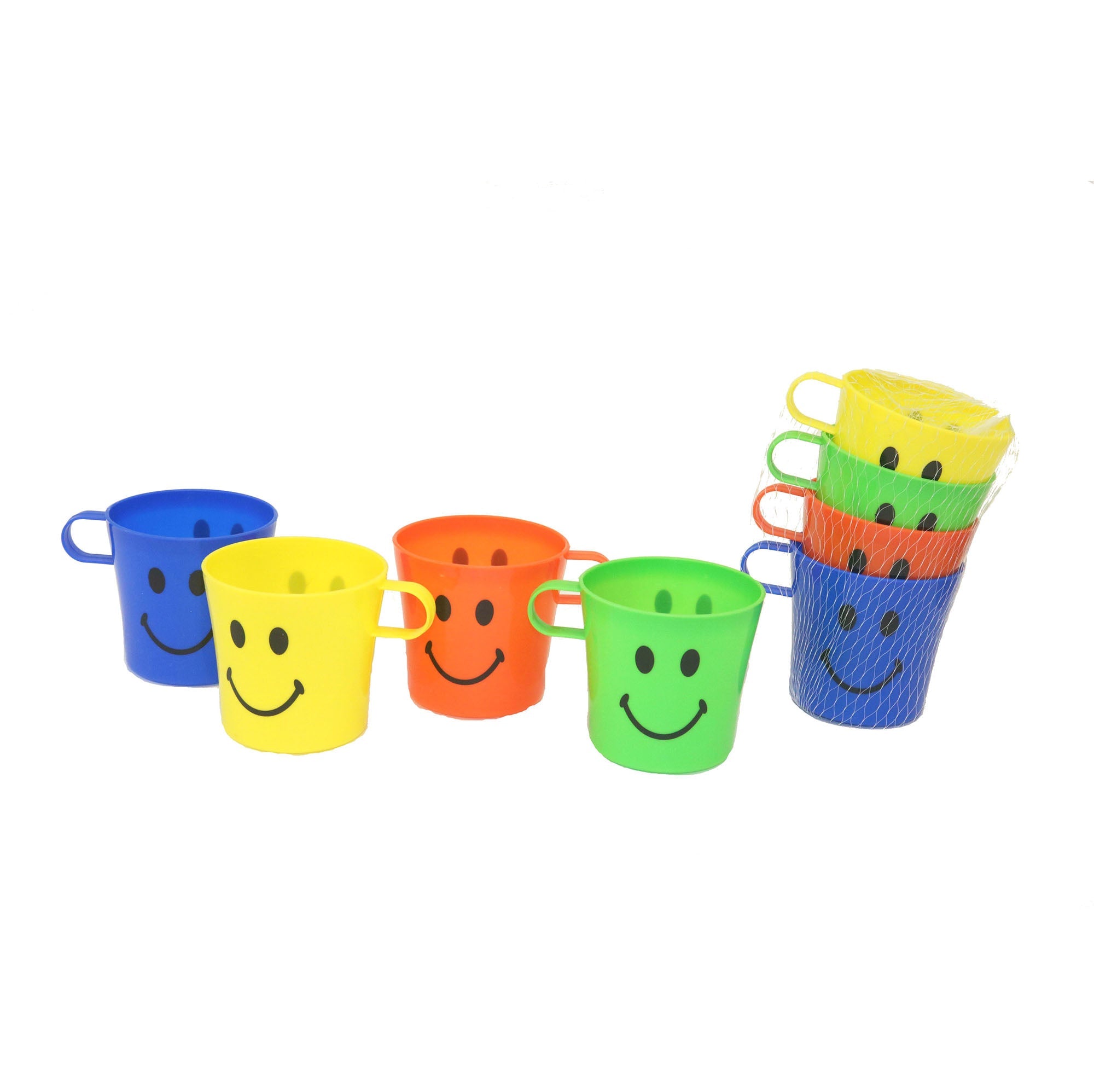 4 Plastic Smiling Cups 3.14x3.34in
