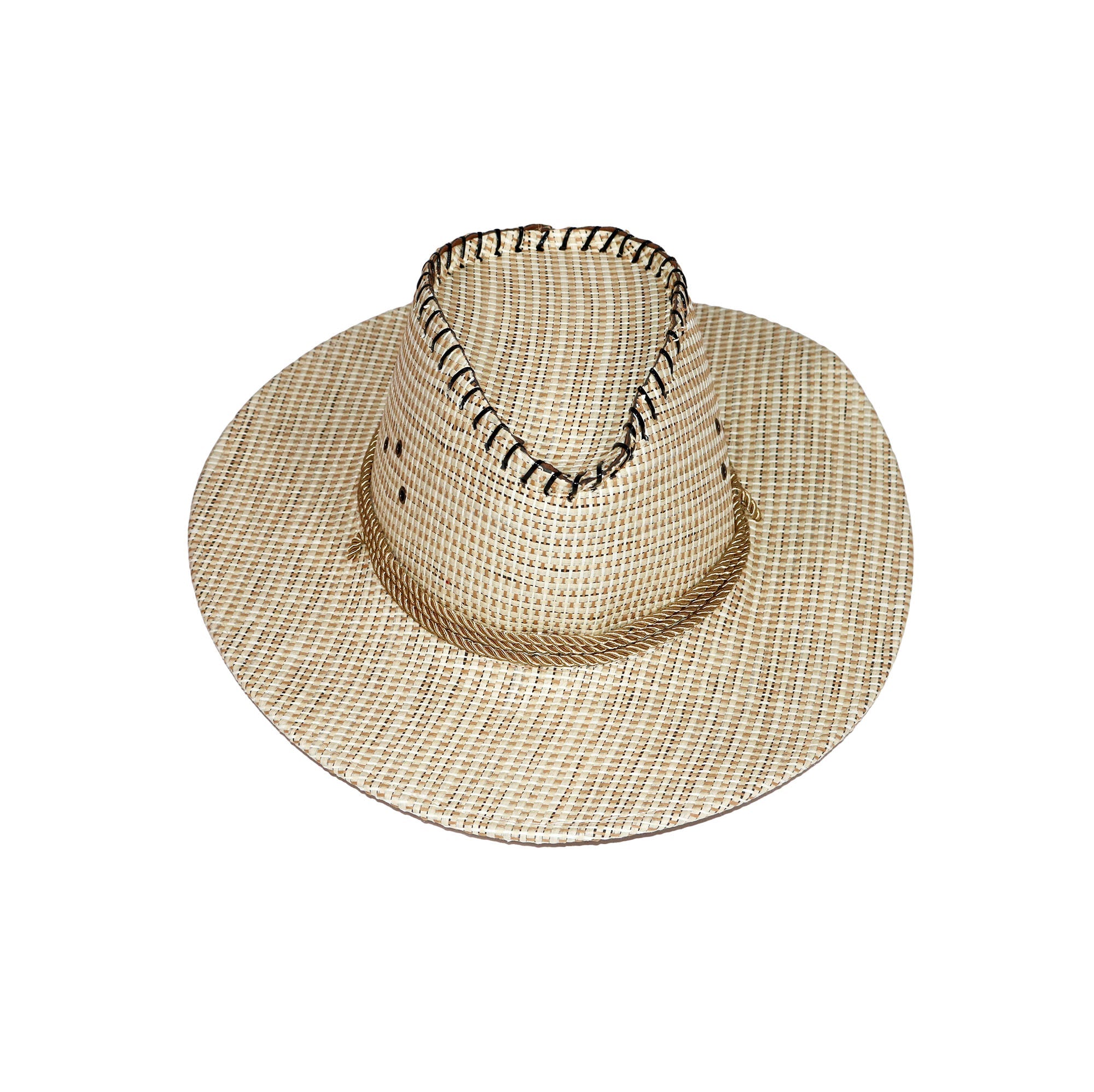 Wide Brim Woven Hat Brown and Tan