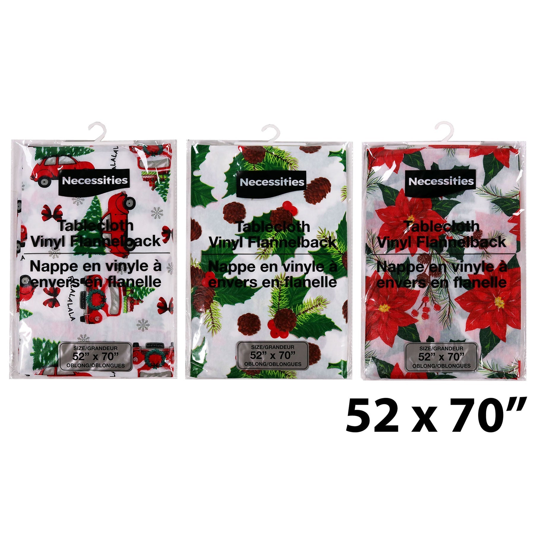 Christmas Printed Vinyl Flannelback Tablecloth 52x70in
