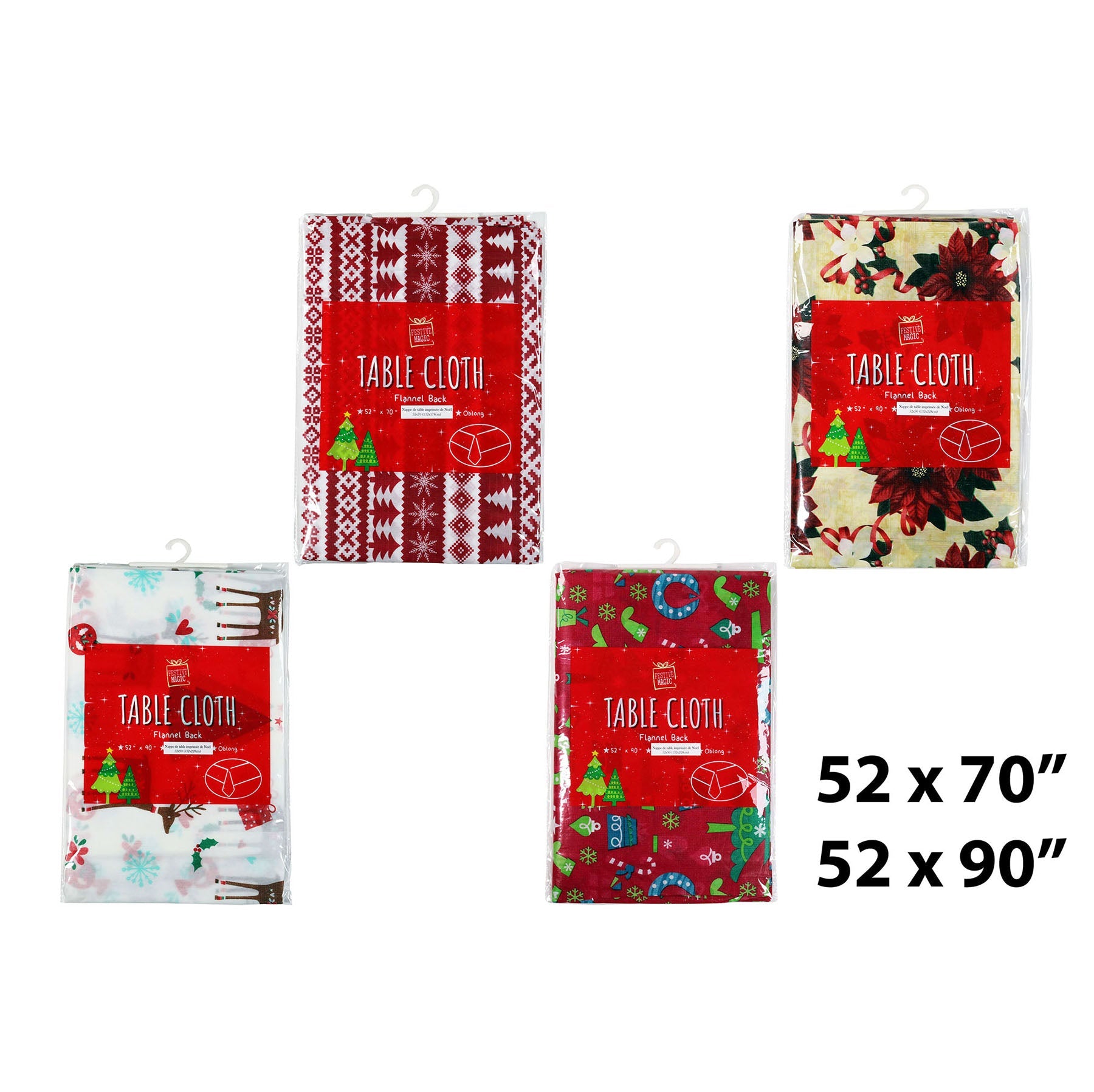 Christmas Flannelback Tablecloth 52x70in / 52x90in