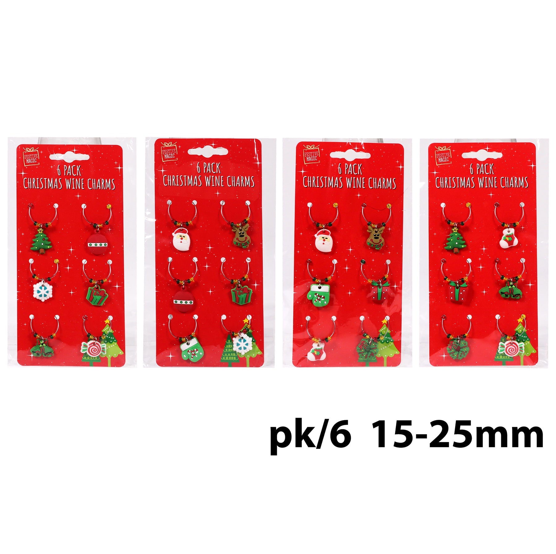 Christmas 6 Wine Charms 0.59 to 1in             