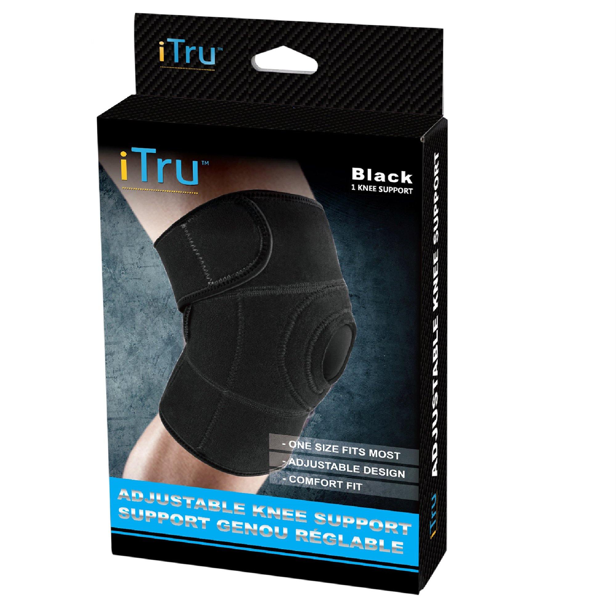 Adjustable Knee Support - With Velcro Enclosures - Black - Neoprene Stretchable Material - Dollar Max Depot