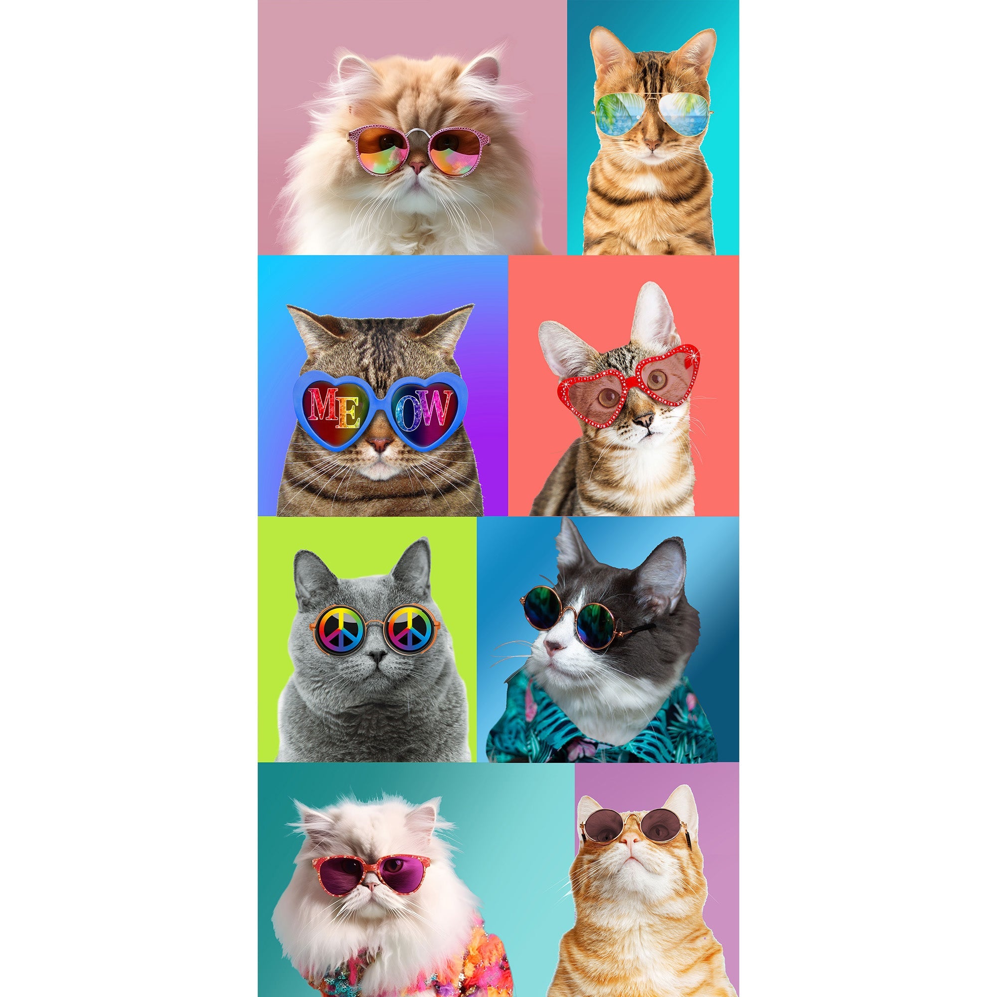 Beach Towel Friendly Cats Front: 100%  Polyester Backing: 100% Cotton 28x58in  71x147cm