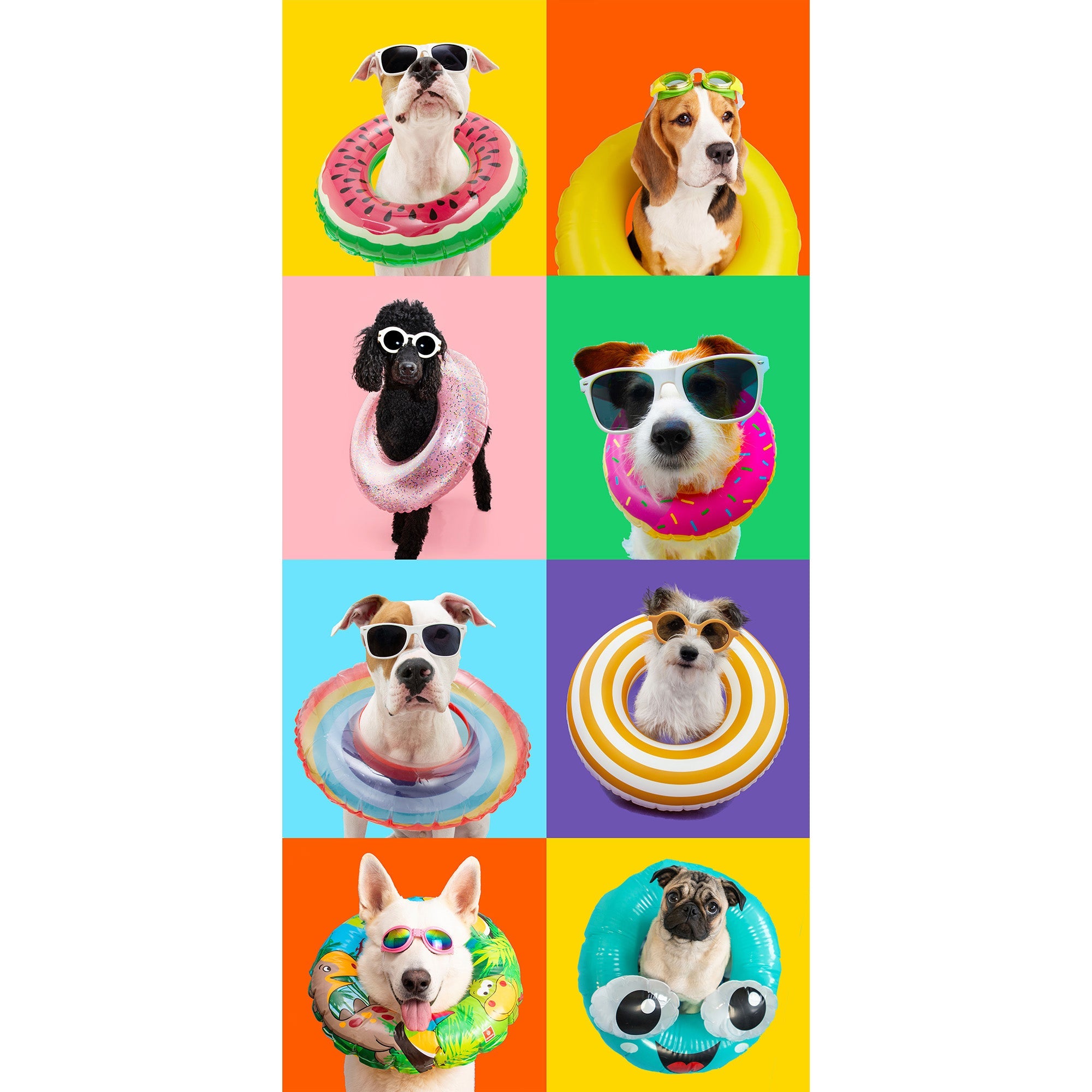 Beach Towel Friendly Dogs Front: 100%  Polyester Backing: 100% Cotton 28x58in  71x147cm