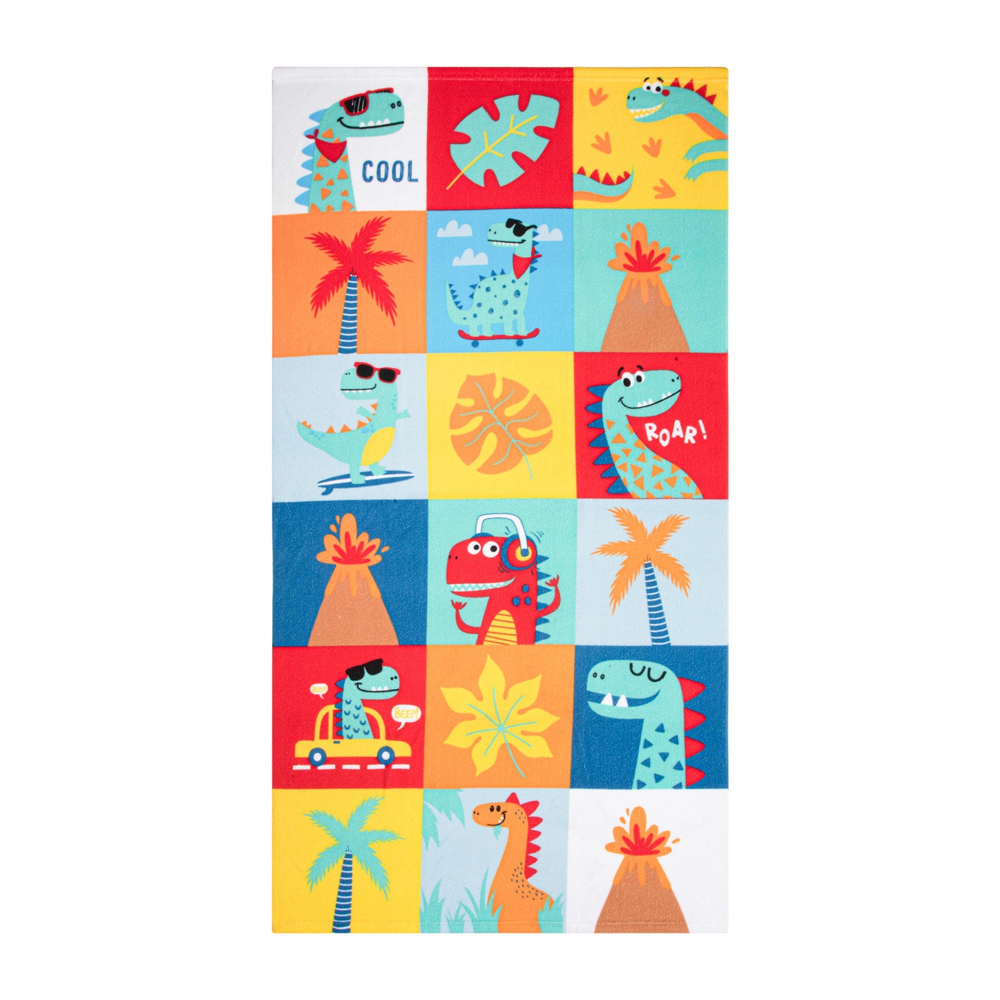 Beach Towel Prehistoric Summer 100% Polyester for Kids 27x54in  69x137cm