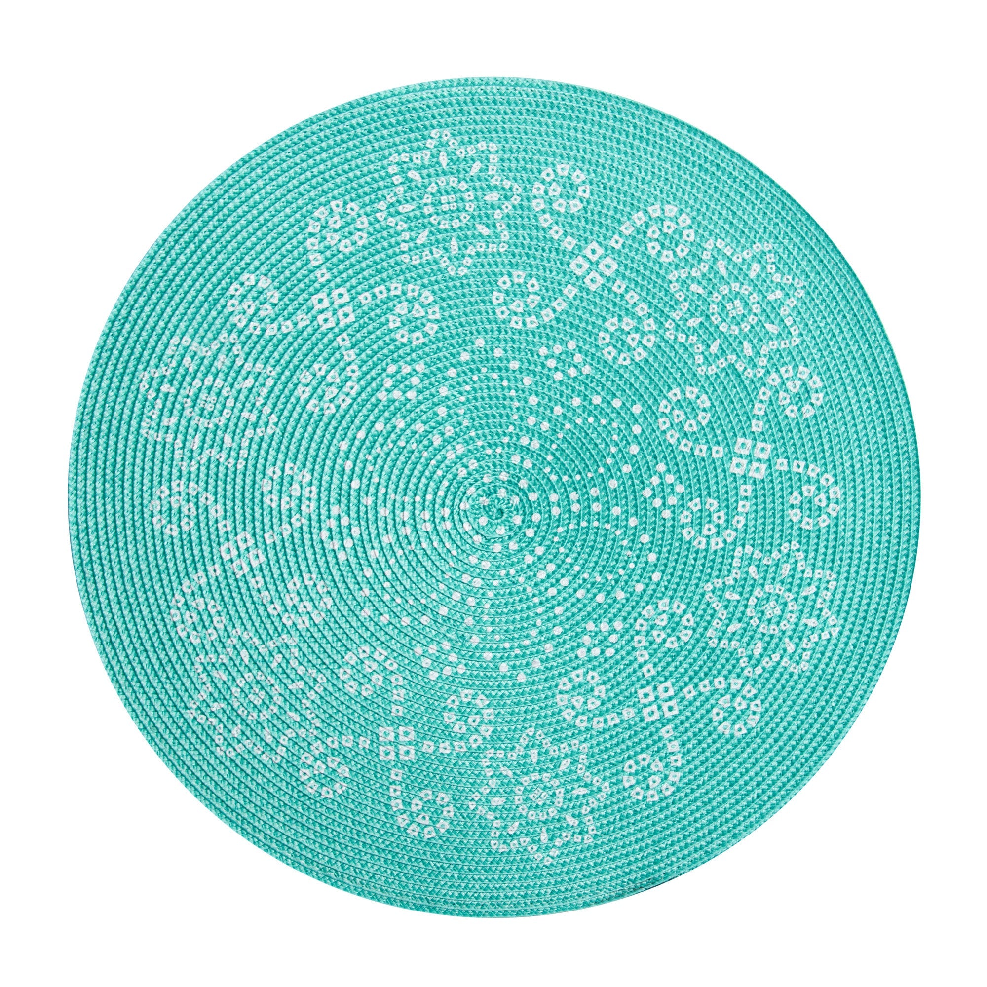 Printed Round Placemat Green 100% Polypropylene 15in dia.  38cm dia.
