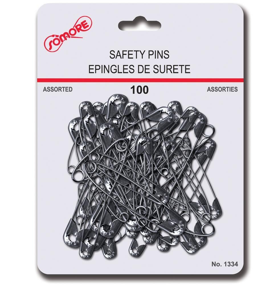 Safety Pins 100 Asst. Silver - Dollar Max Depot