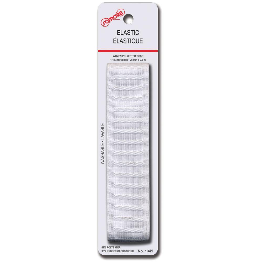 1' Woven Non Roll Elastic White - Dollar Max Depot