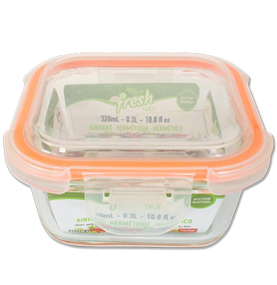 Glass Food Storage Container Square 320Ml - Dollar Max Depot