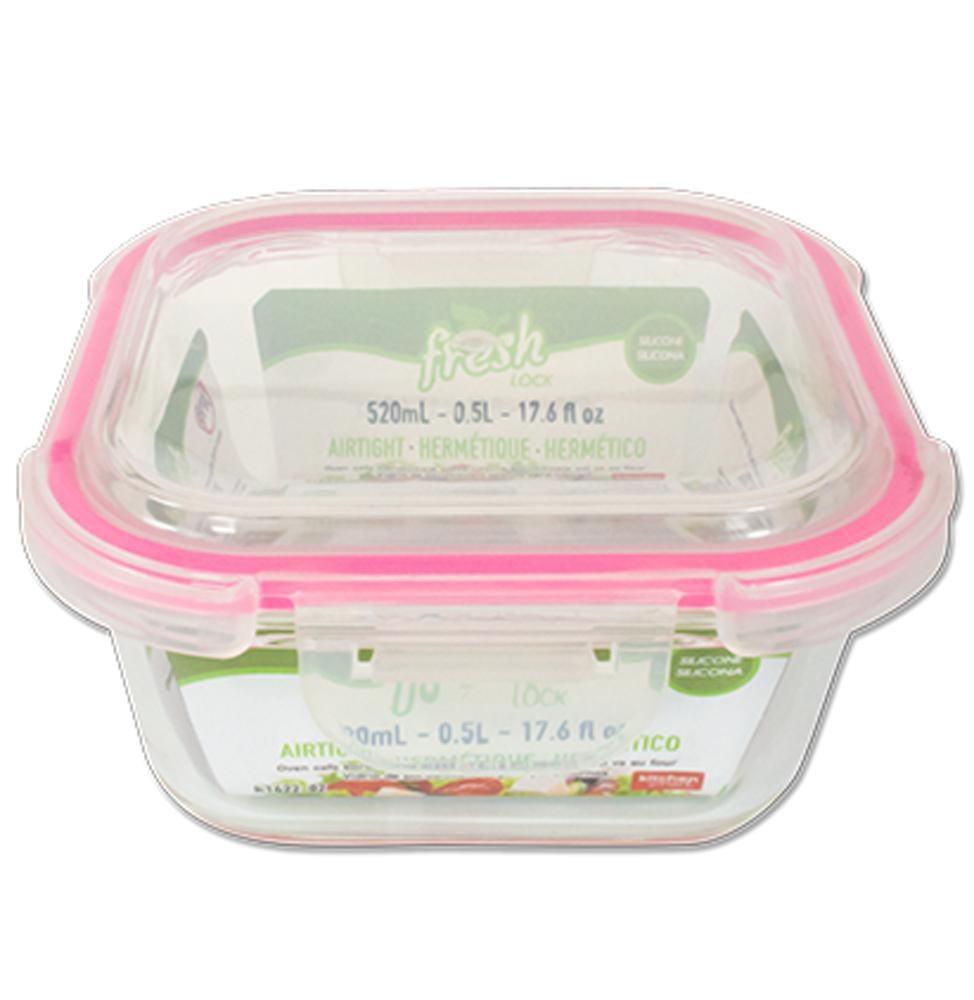 Glass Food Storage Container Square 520Ml - Dollar Max Depot