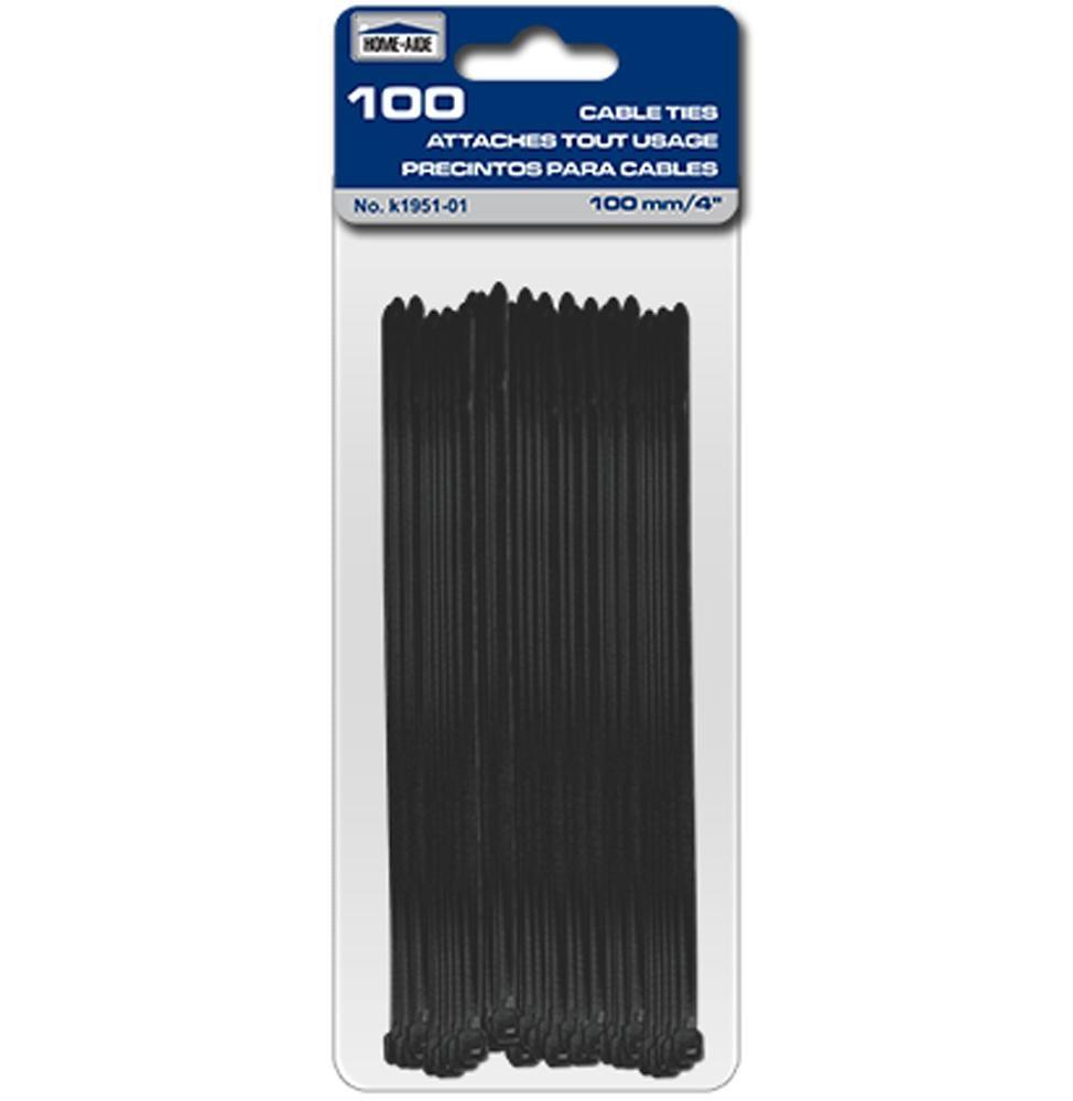 Cable Ties - 100Mm/4" 100Pcs, Black - Dollar Max Depot