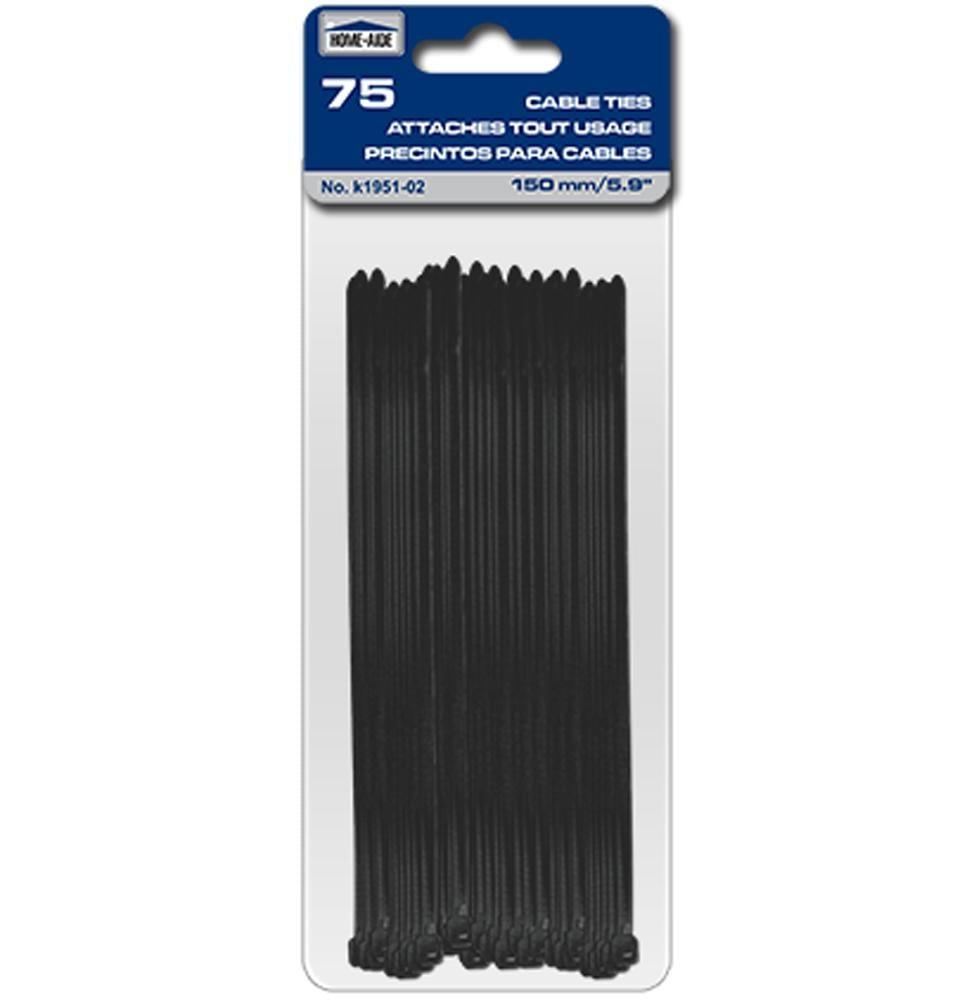 Cable Ties - 150Mm/5.9" 75Pcs, Black - Dollar Max Depot