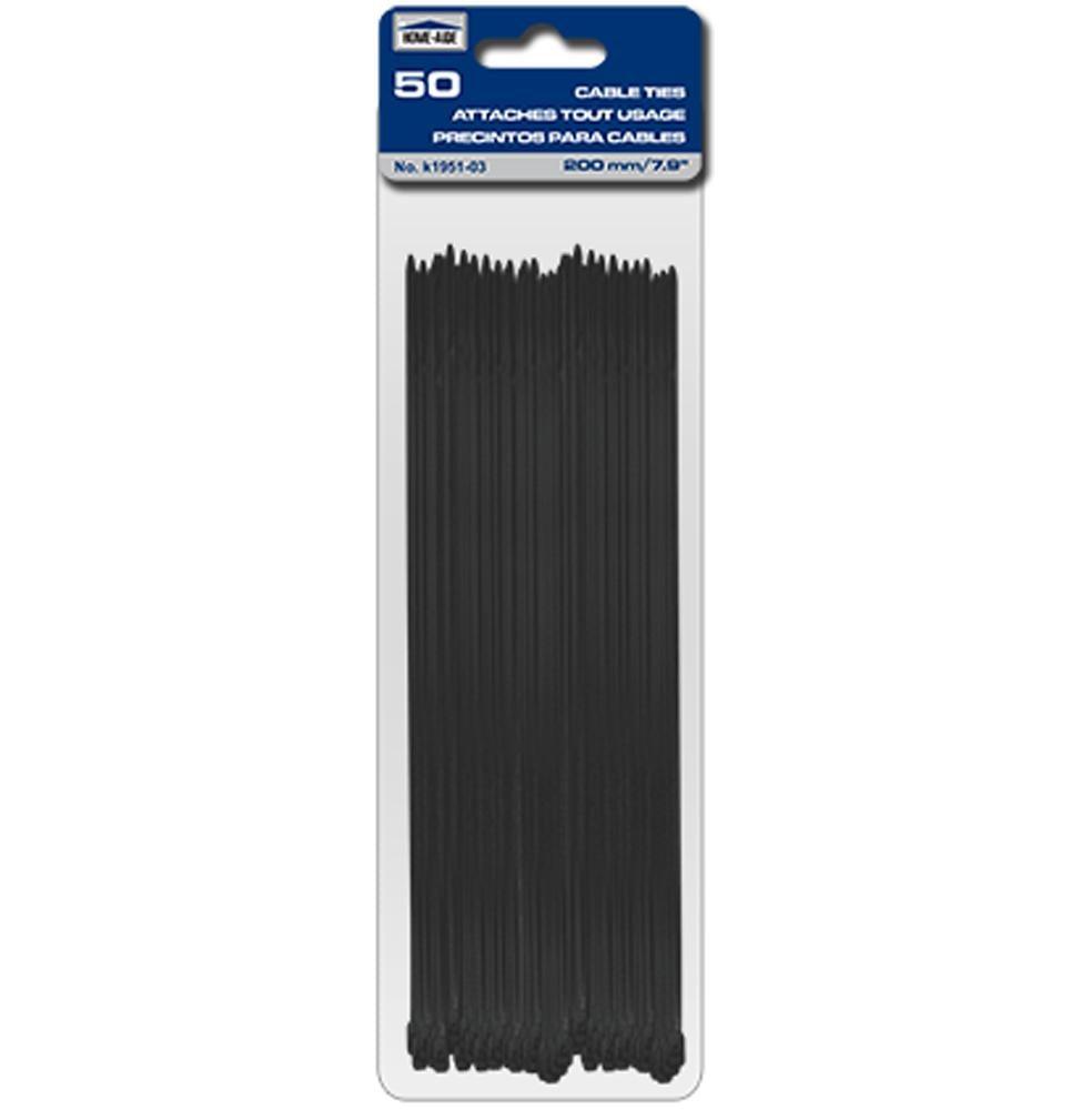 Cable Ties - 200Mm/7.9" 50Pcs, Black - Dollar Max Depot