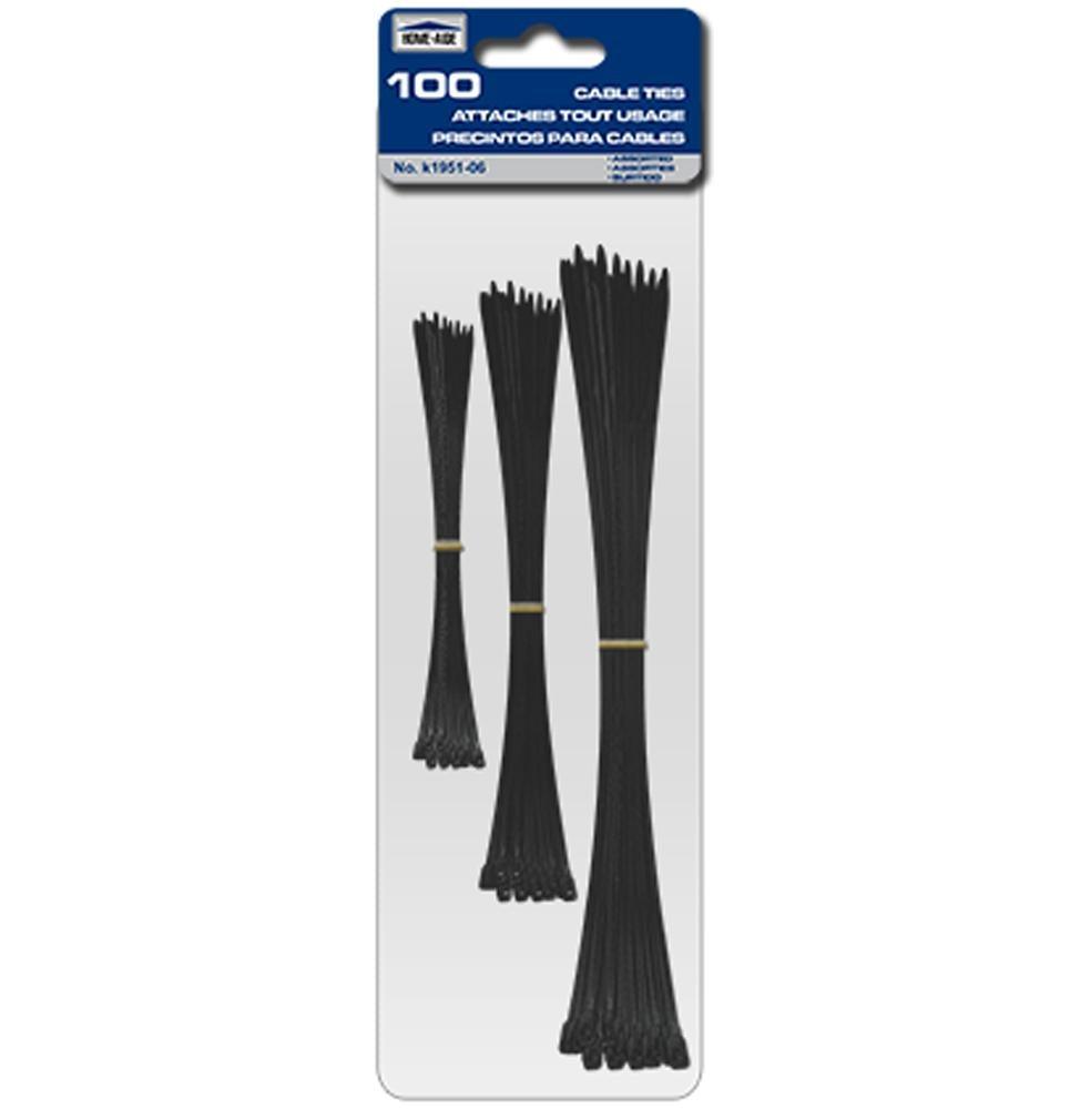 Cable Ties - Assorted 100Pcs, Black - Dollar Max Depot