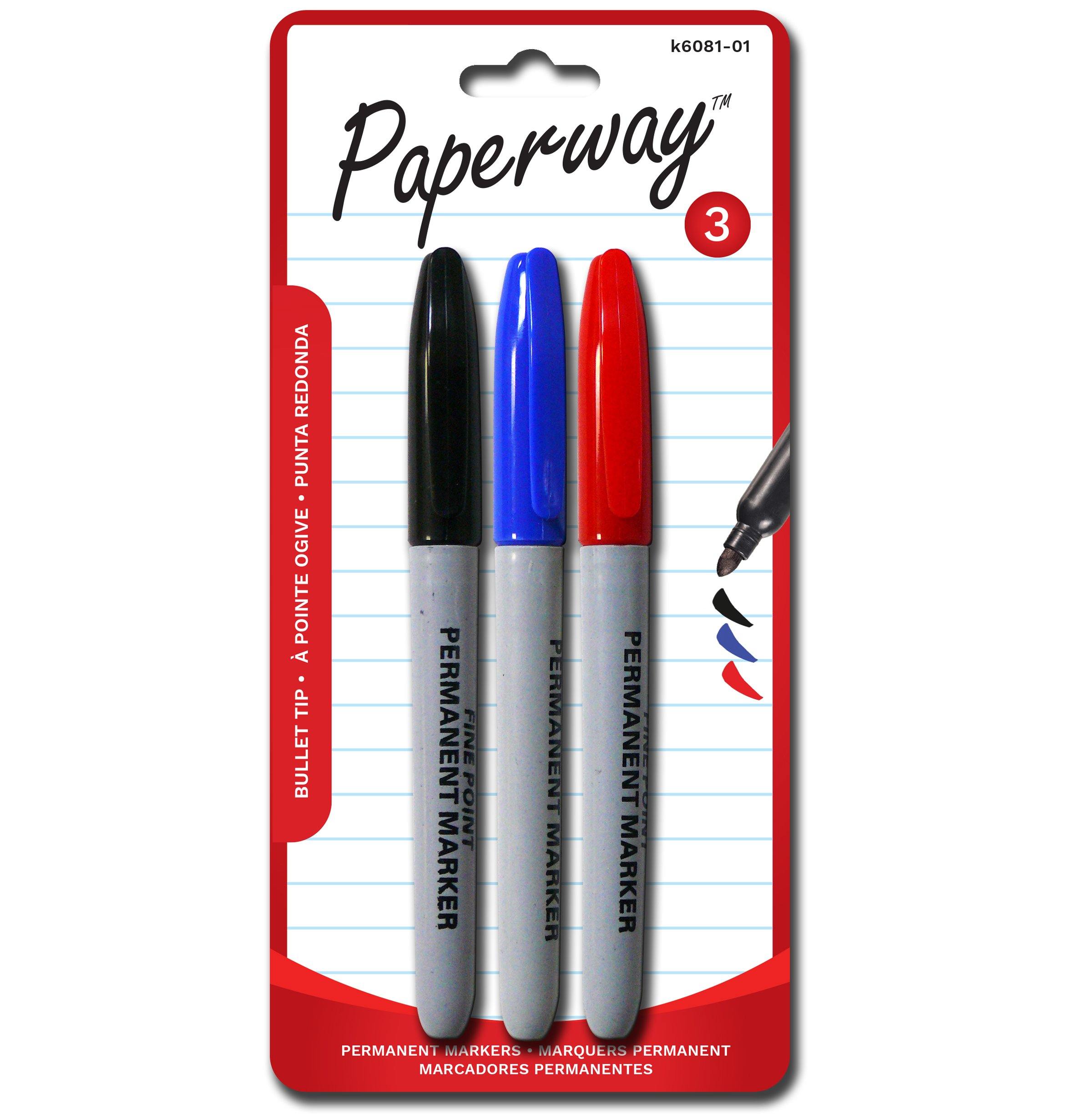Permanent Markers 3 Pack Black Blue Red - Dollar Max Depot