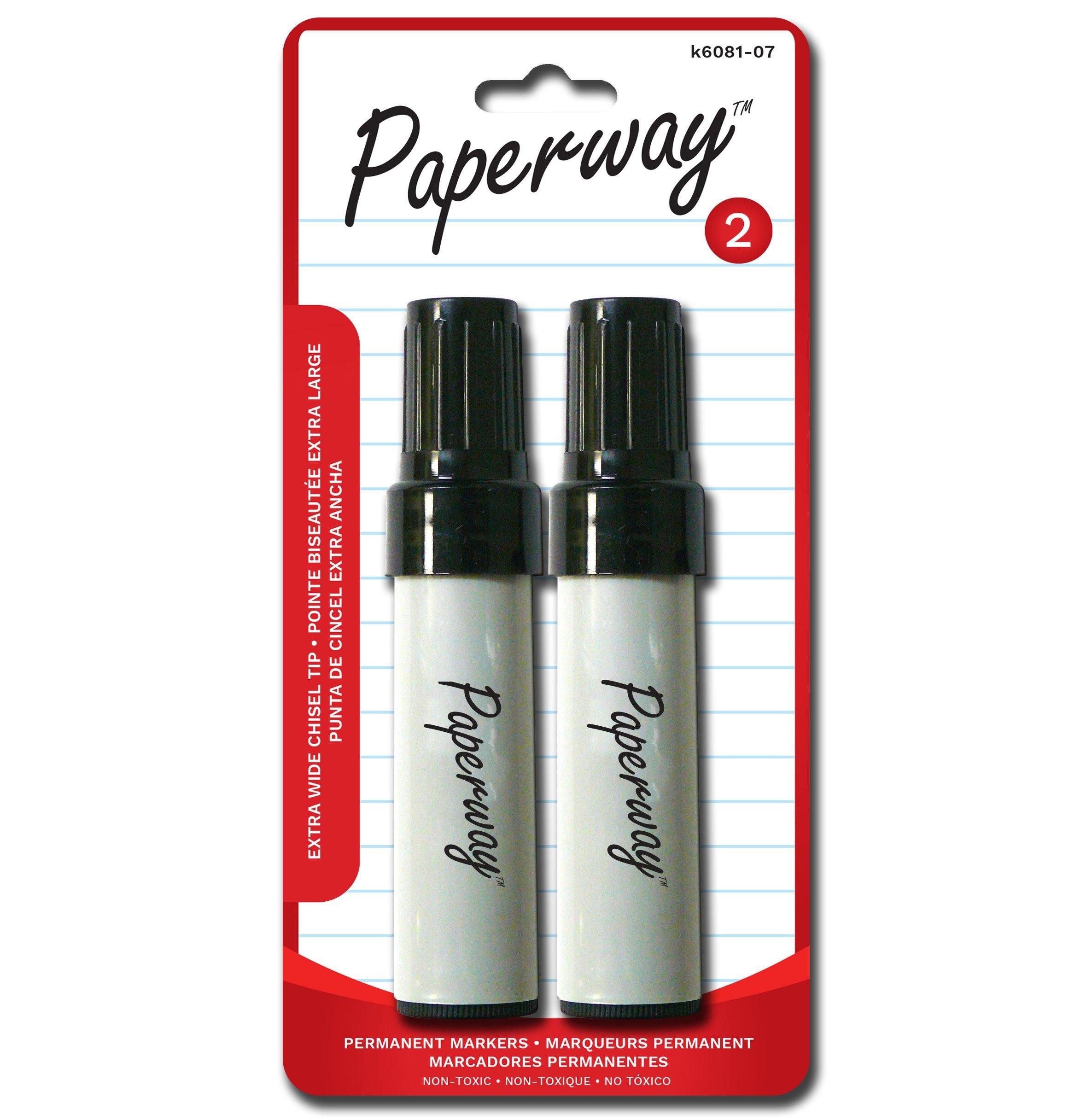 Extra Wide Permanent Markers 2 Pack Black - Dollar Max Depot