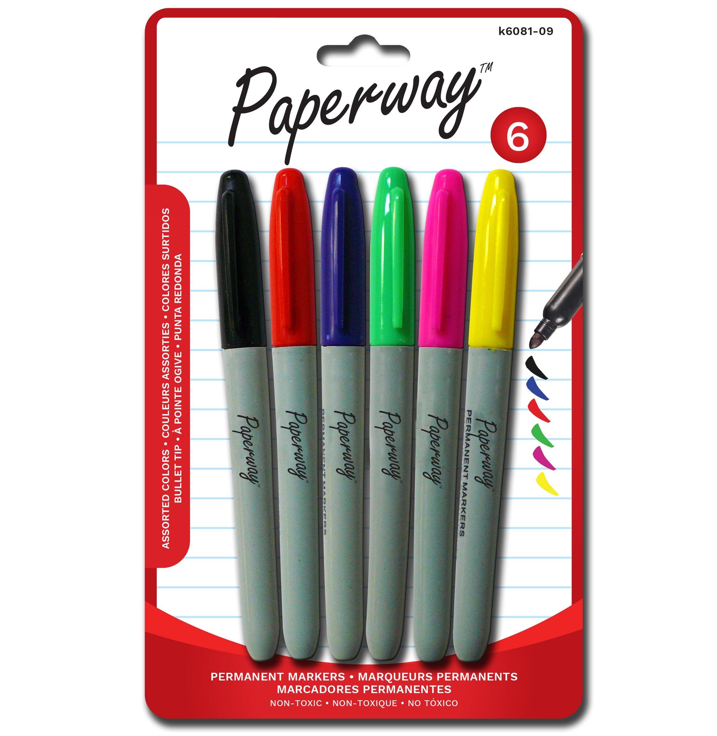 6 Permanent Markers Assorted Colours - Dollar Max Depot
