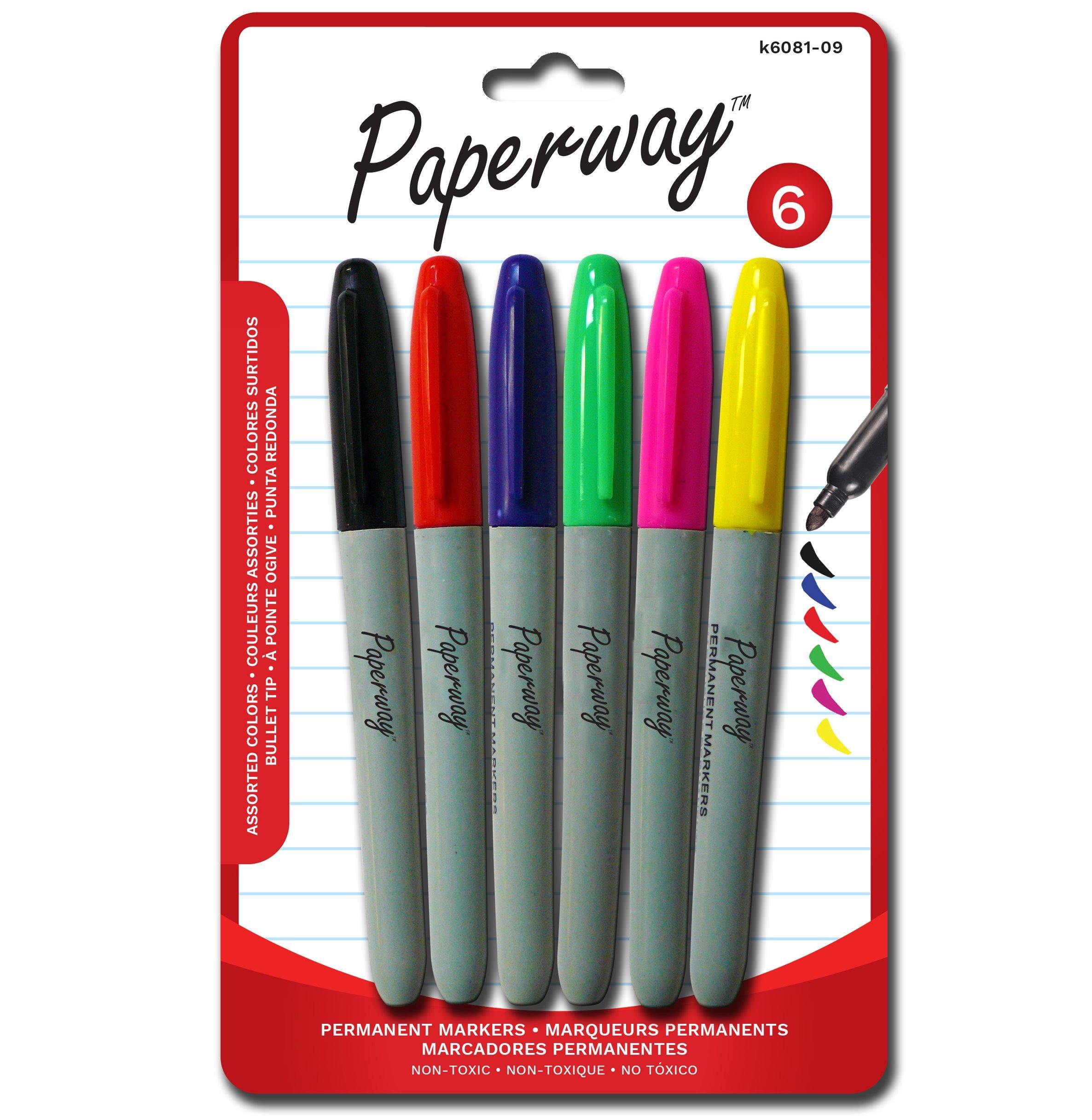 6 Permanent Markers Assorted Colours - Dollar Max Depot