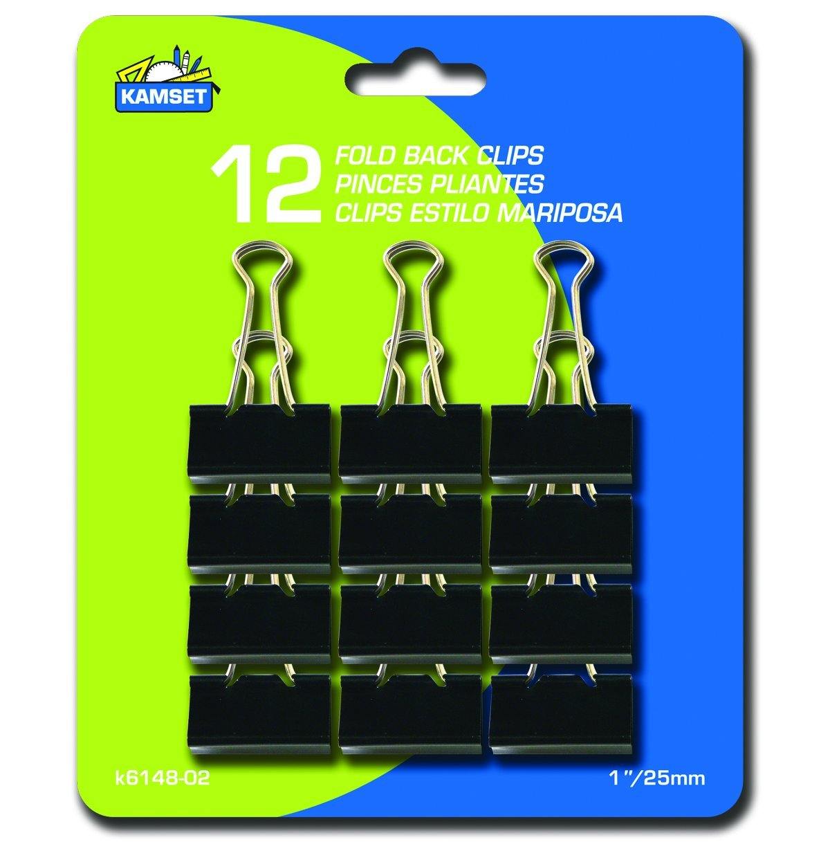 12 Fold-Back Clips 1" - Dollar Max Depot