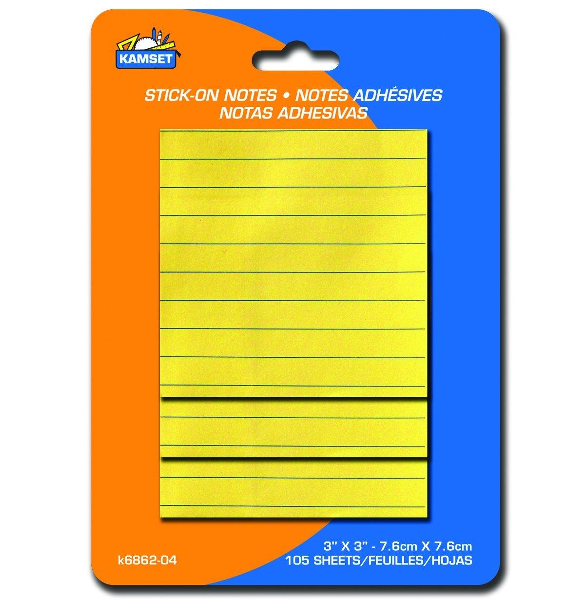 100 Lined Stick-On Notes 3"X3" - Dollar Max Depot