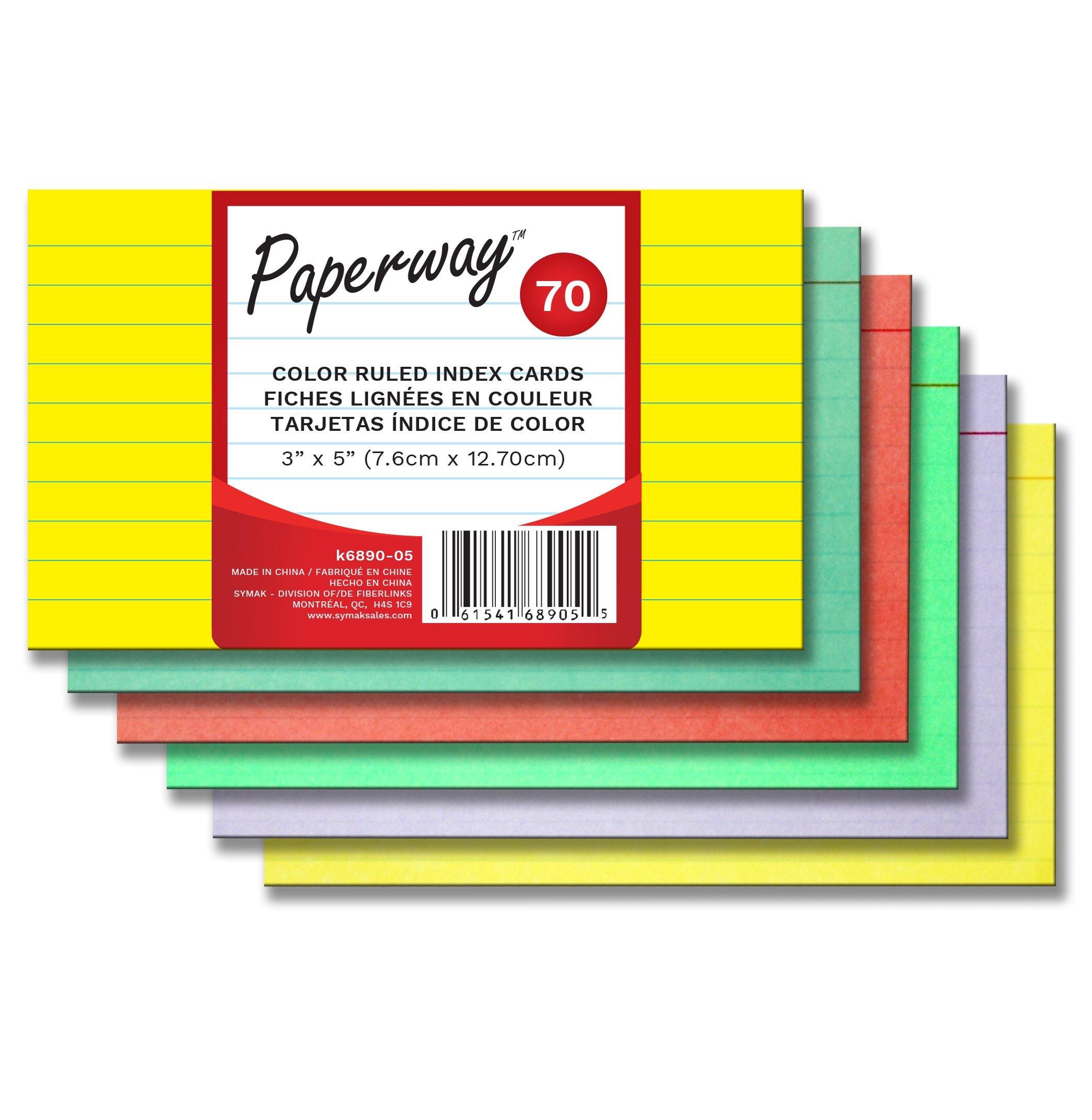 70 Color Ruled Index Cards 3X5" - Dollar Max Depot