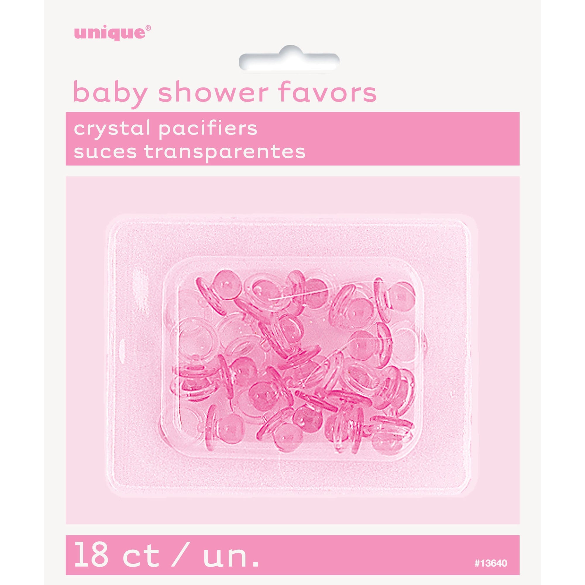 Baby Shower 18 Pink Crystal Pacifiers 1in 