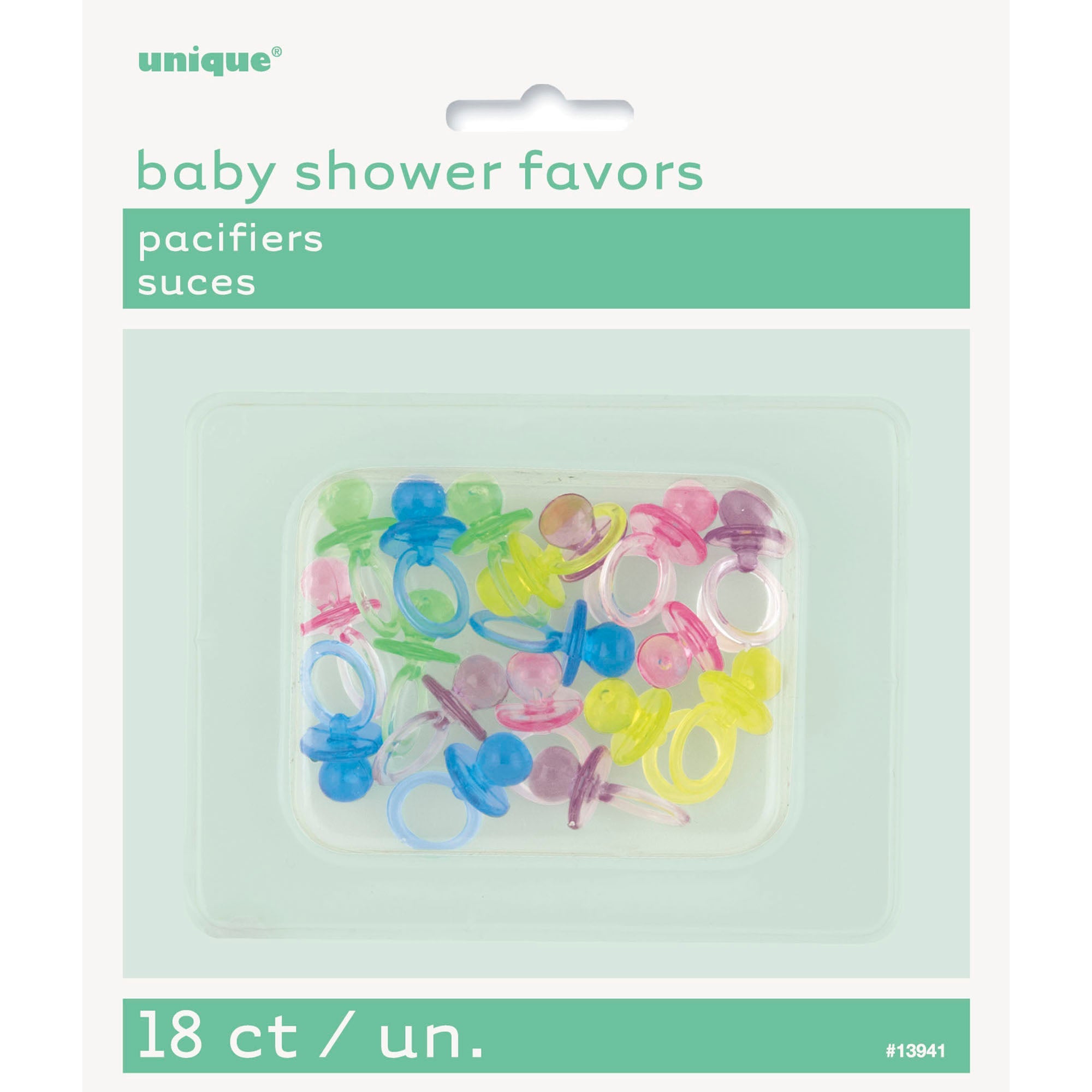 Baby Shower 18 Crystal Pacifiers 1in Assorted Colors 