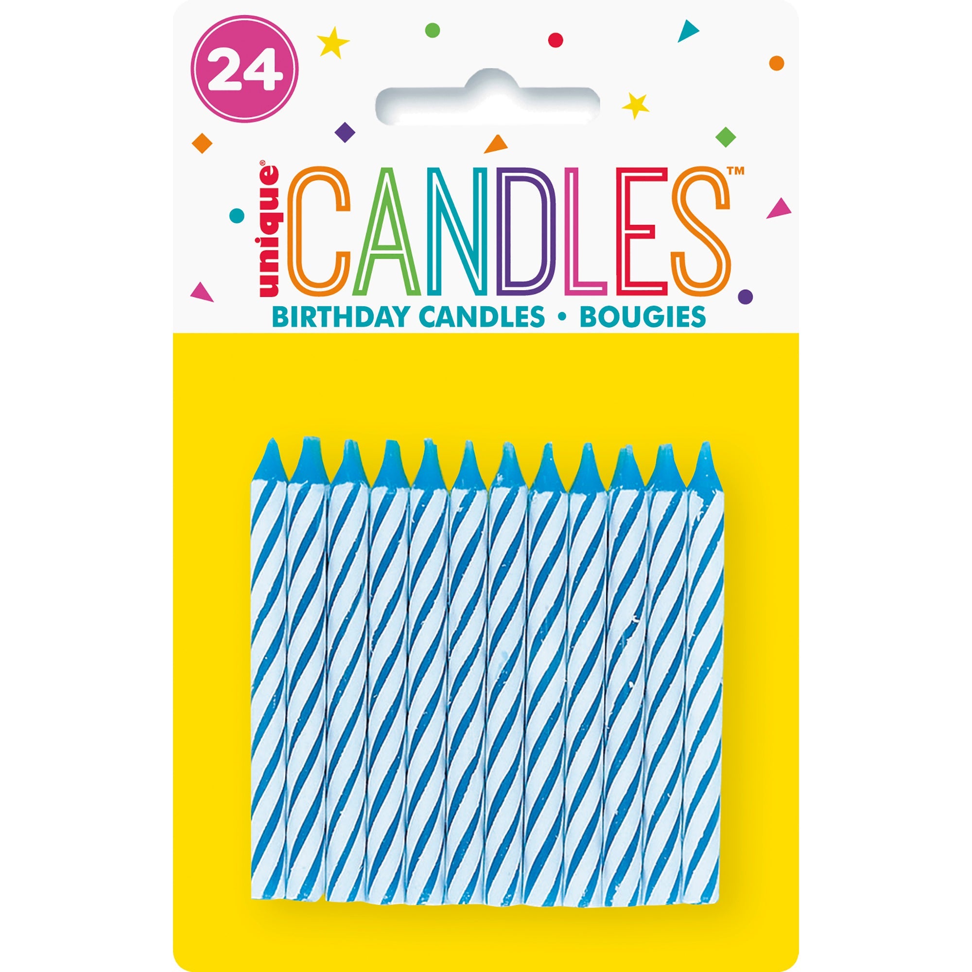 24 Birthday Candles Blue and White Spiral 2.5in