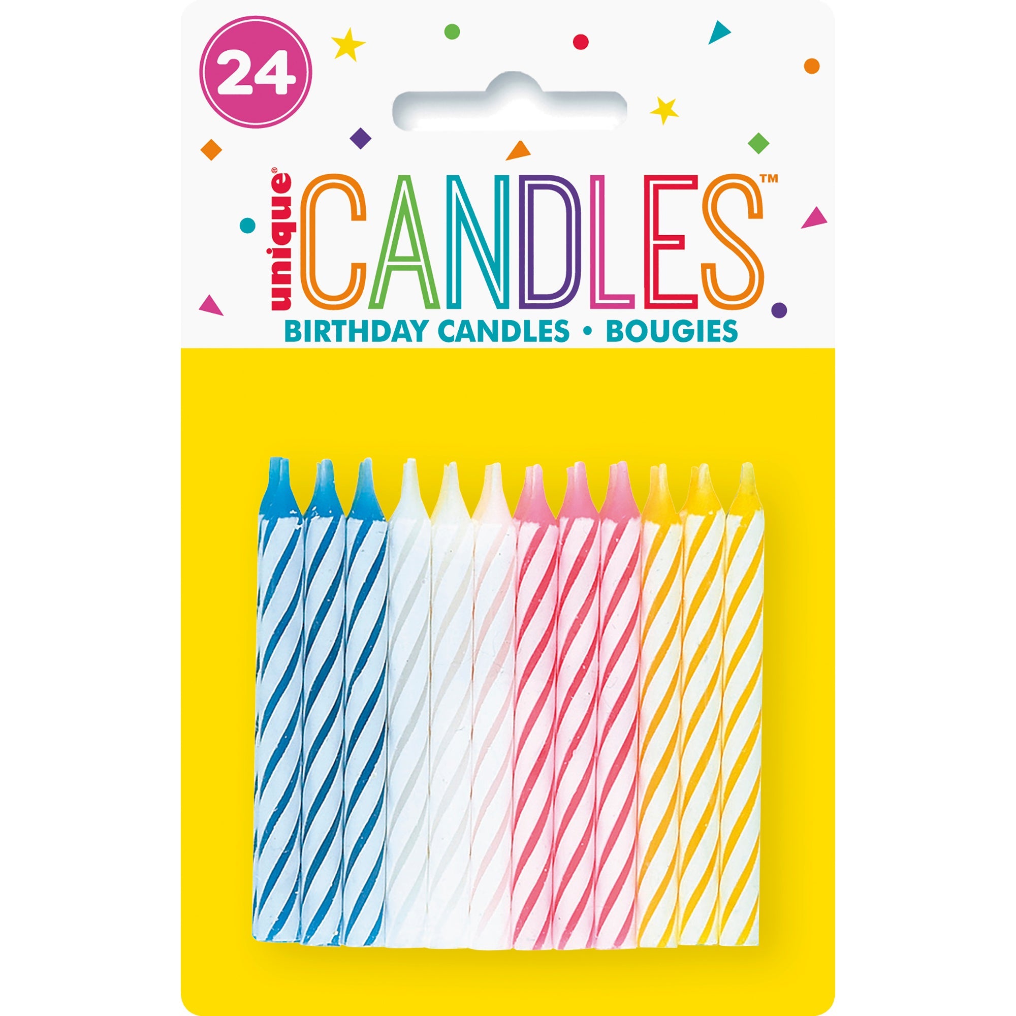 24 Birthday Candles Pastel and White Multi  2.5in