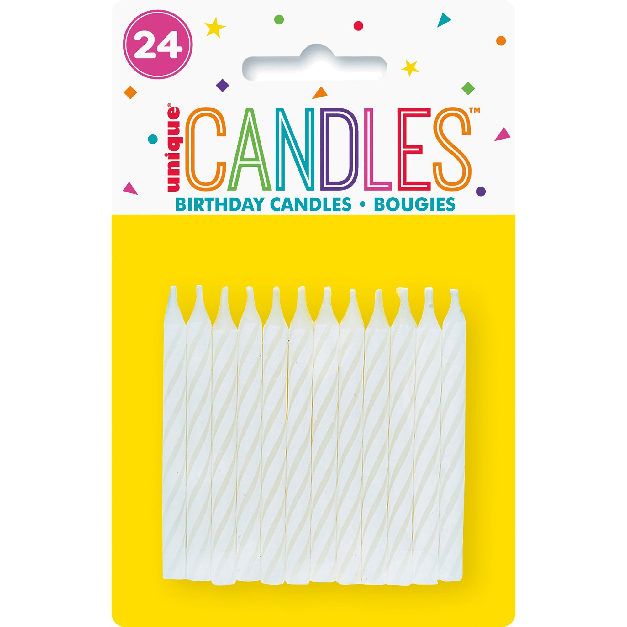 24 Birthday Candles White Spiral 2.5in