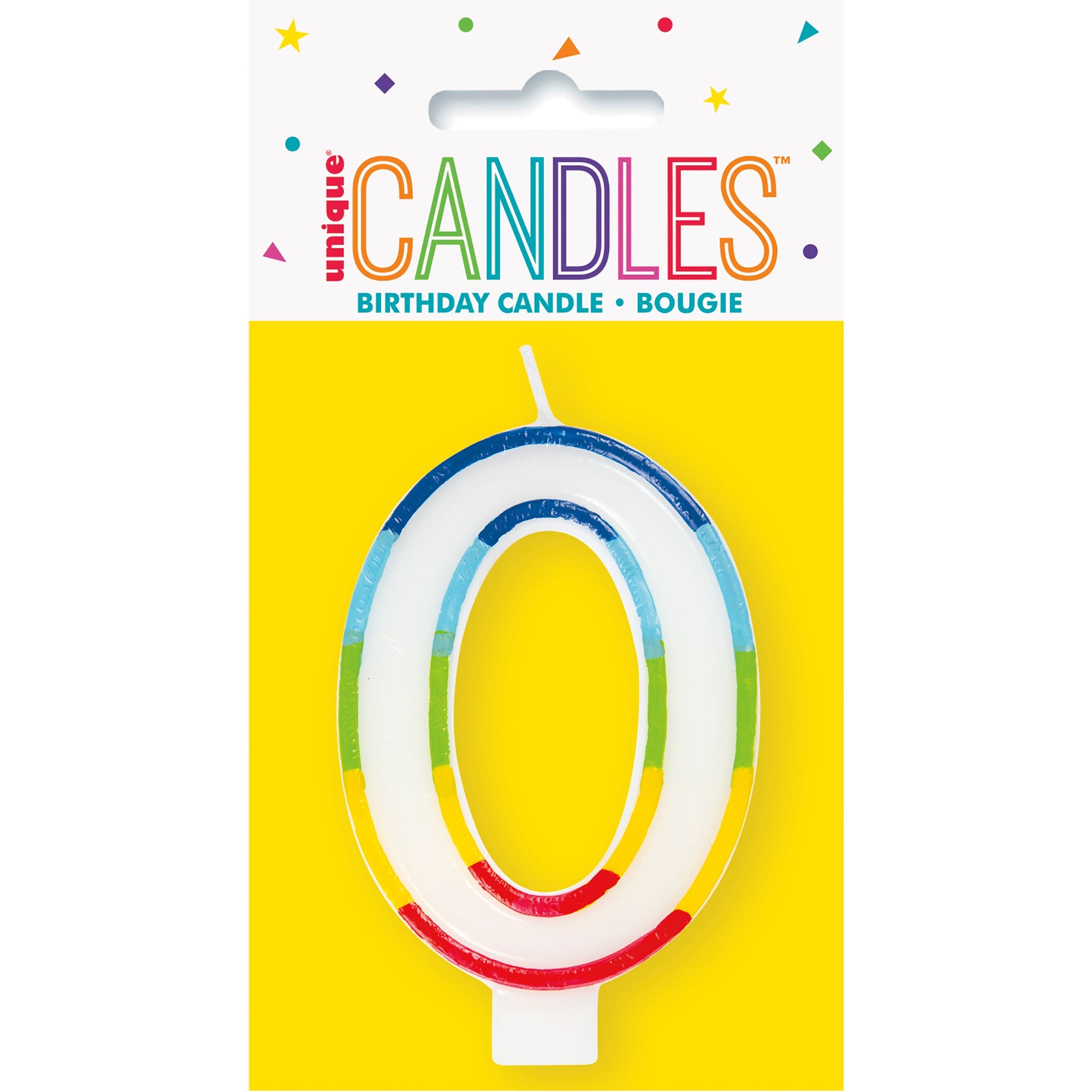 Age 0 Rainbow Border Birthday Candle Printed One Side 3in